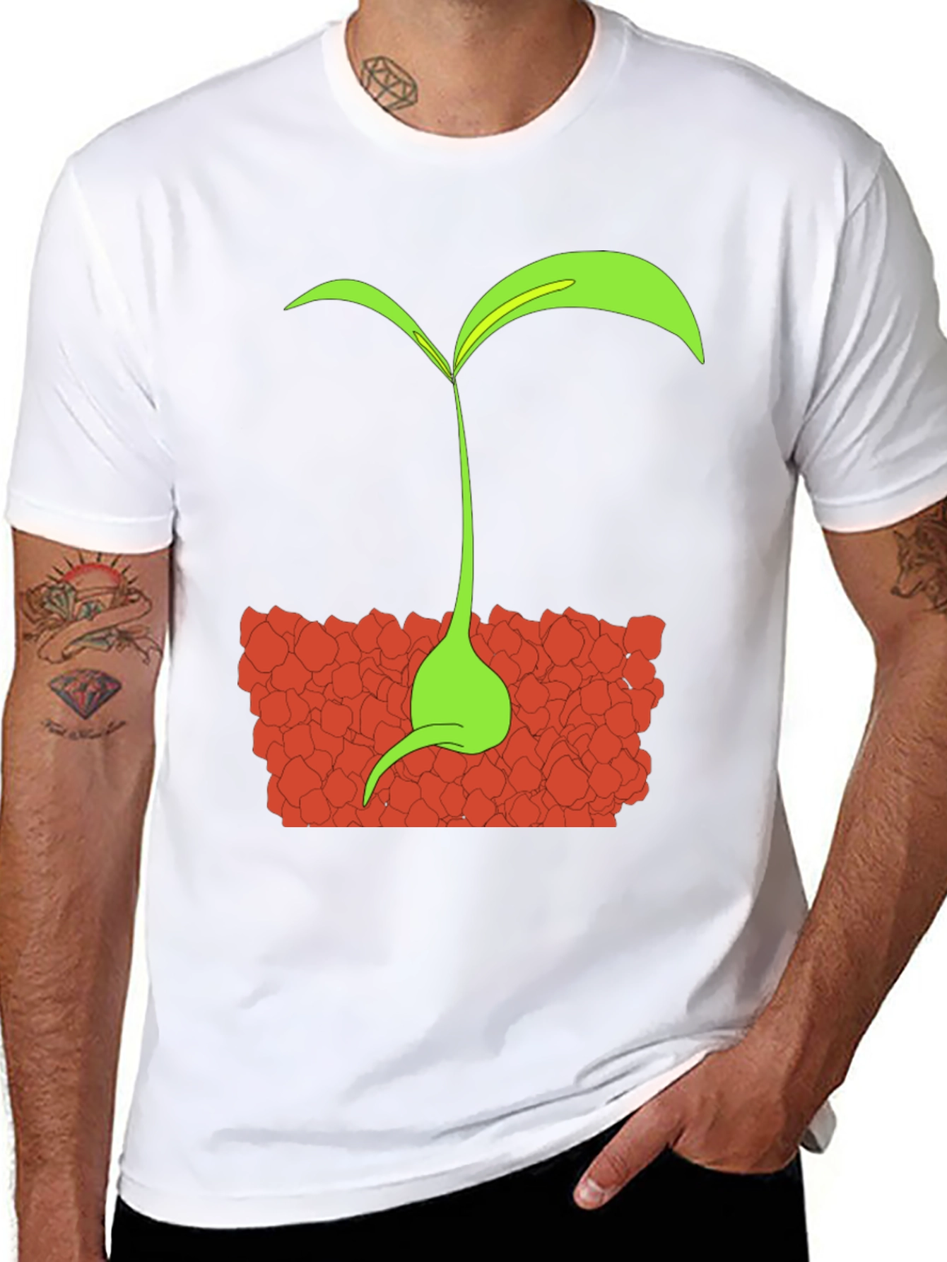 Black Sprout Graphic Tee - Black Cotton T-Shirt view 8