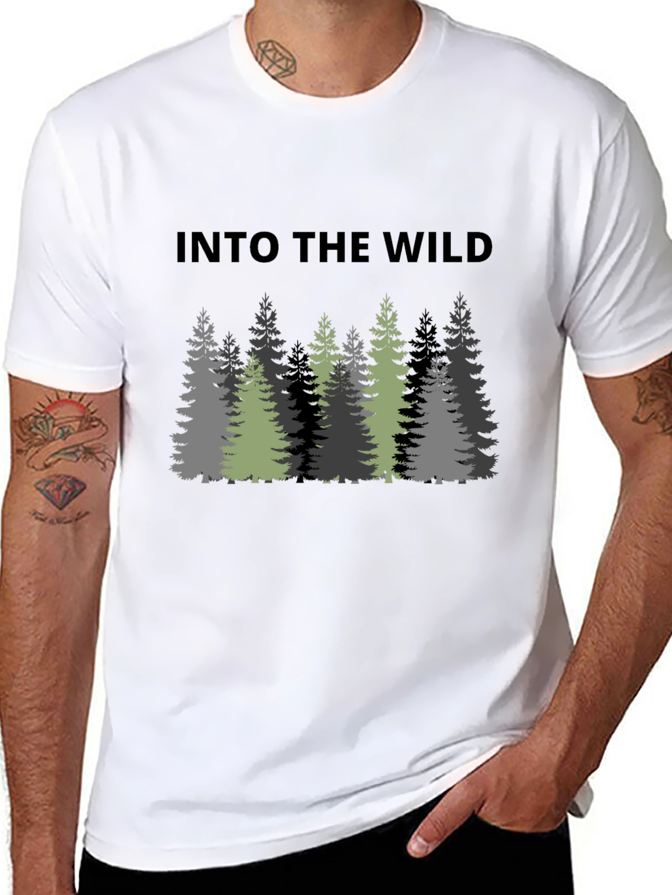 Black Into The Wild Graphic Print Black T-Shirt view 8