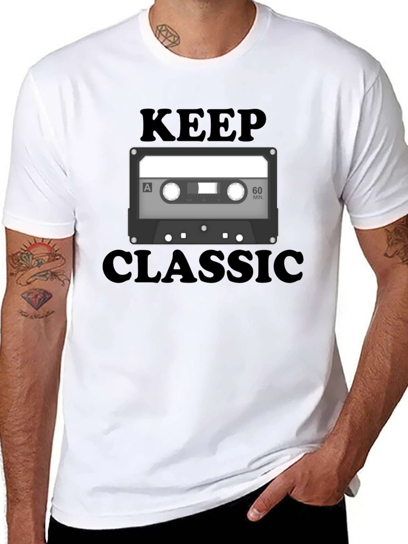 Black Keep Classic Retro Cassette Tape T-Shirt view 8