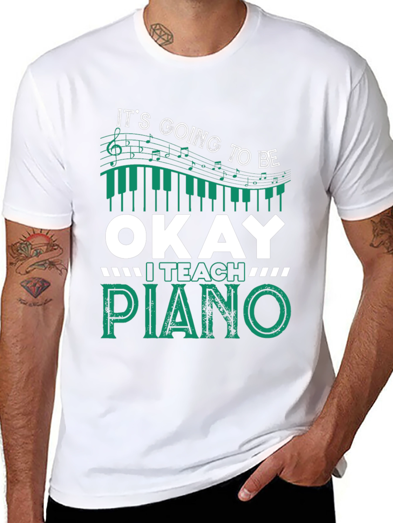 Black It's Going To Be Okay I Teach Piano T-Shirt view 8