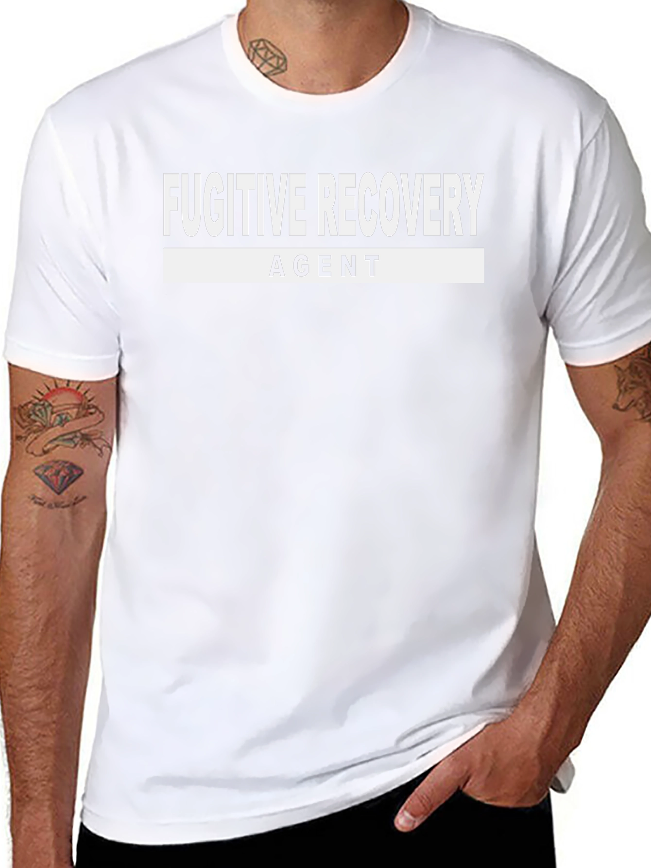 Black Fugitive Recovery Agent Graphic Tee view 8