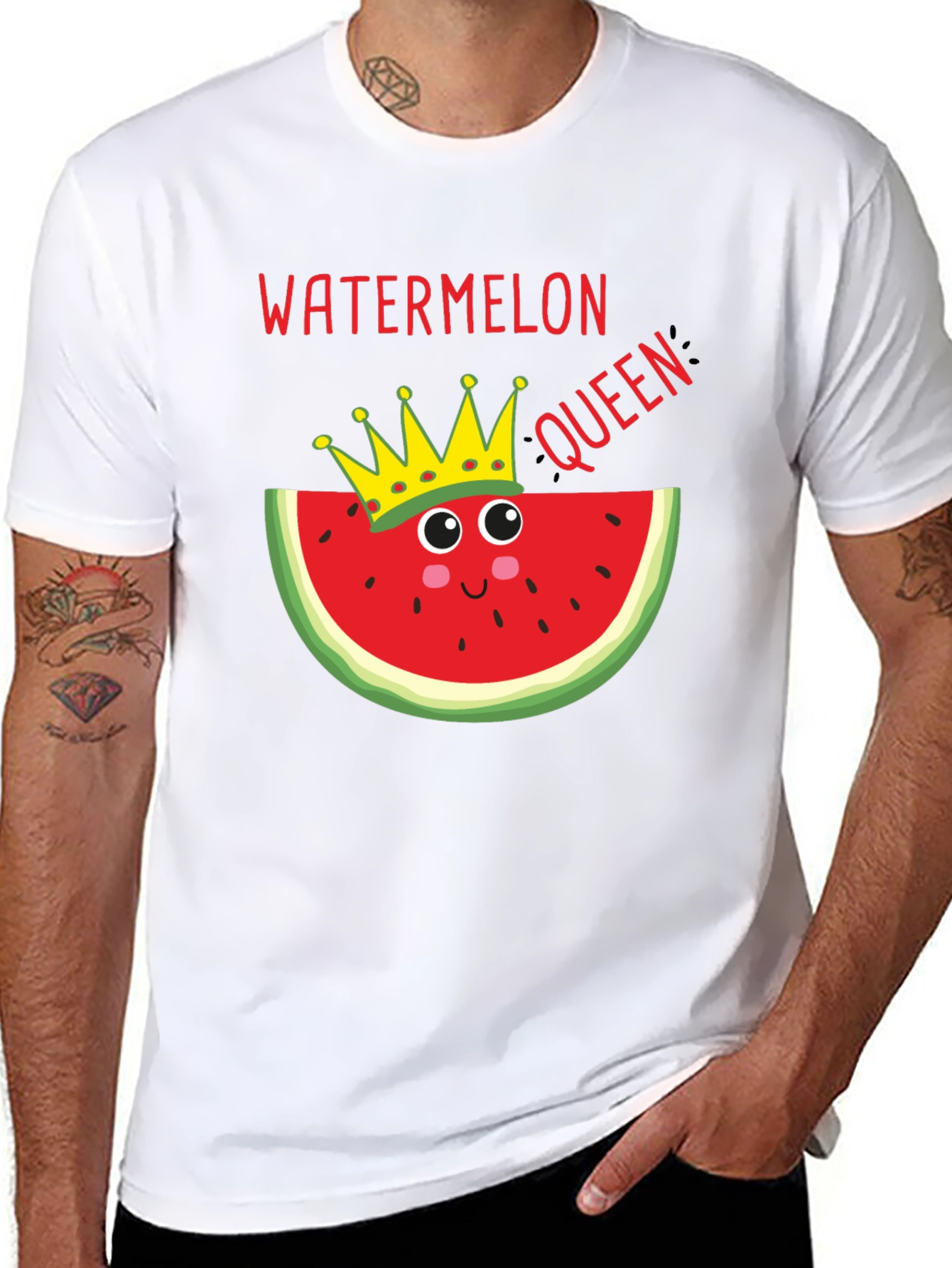 Black Watermelon Queen T-Shirt - Funny Summer Tee view 8