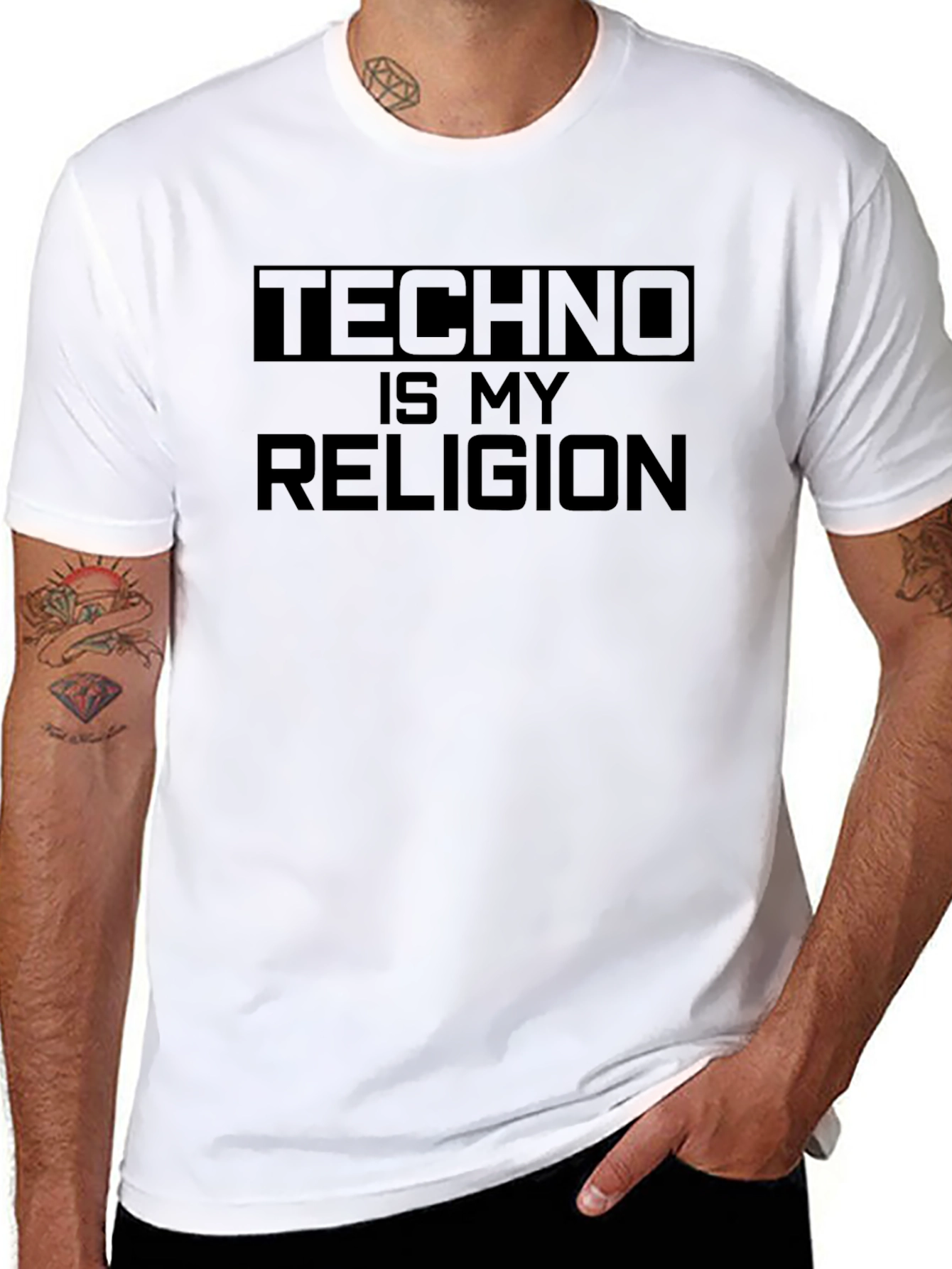 Black Techno Is My Religion Graphic Tee view 8
