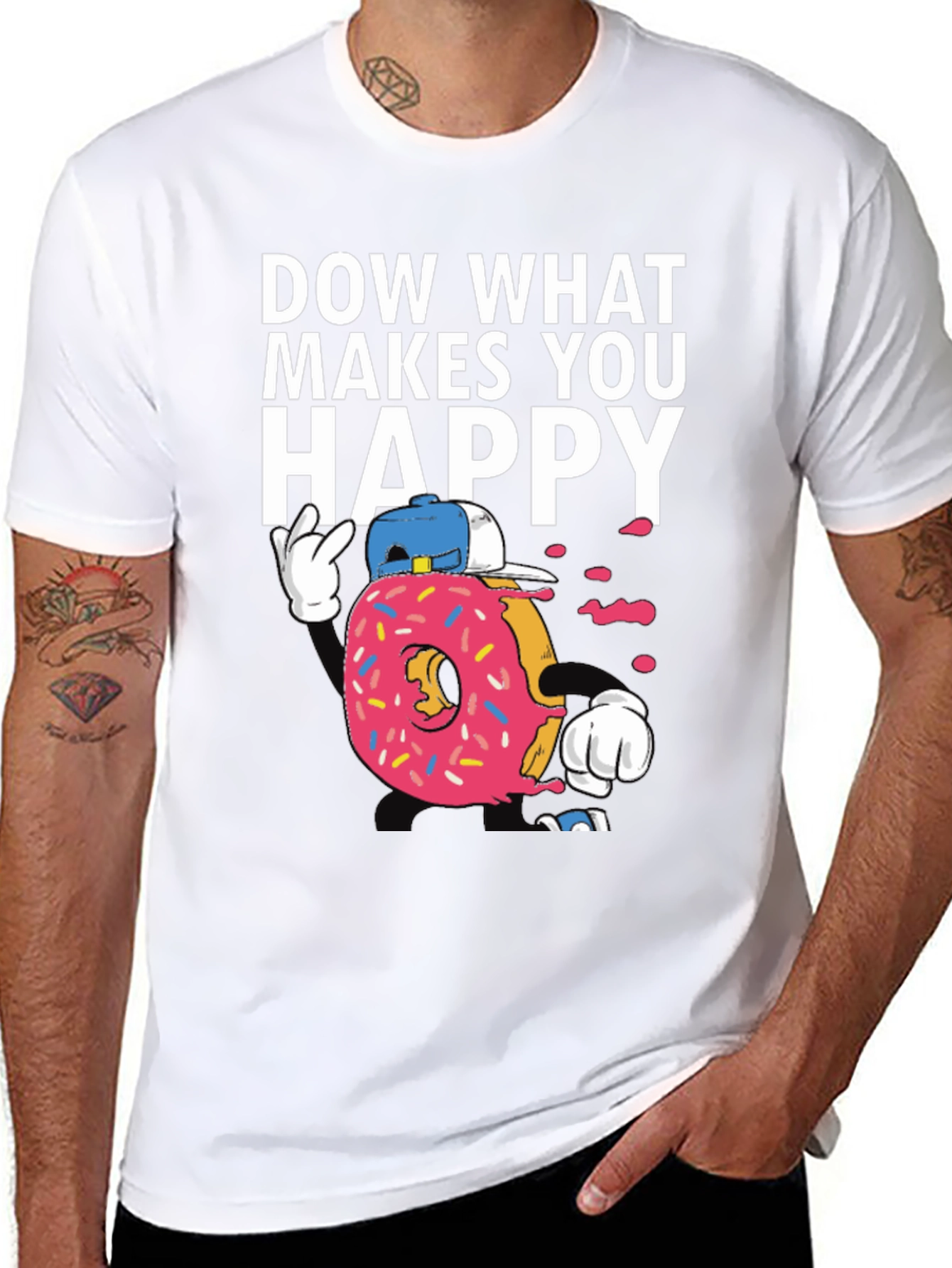 Black Funny Donut Graphic T-Shirt - Do What Makes You Happy view 8