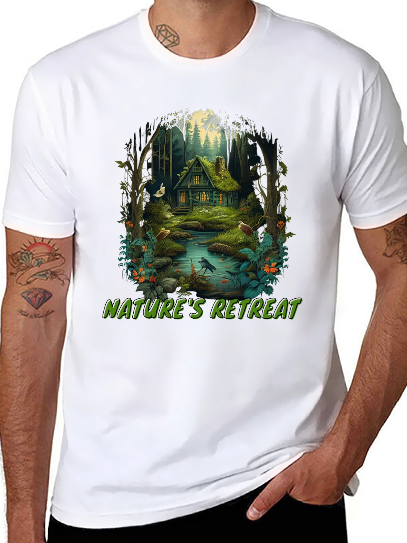 Black Nature's Retreat Graphic Tee - Cottagecore Style view 8
