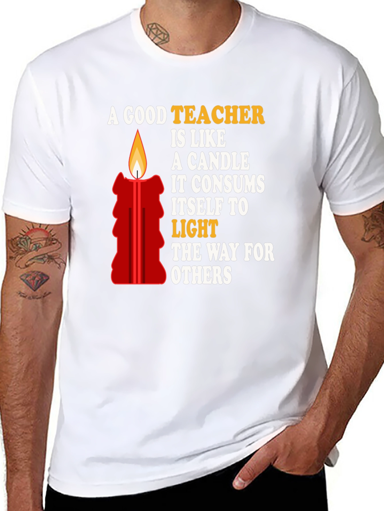 Black A Good Teacher is Like a Candle T-Shirt view 8
