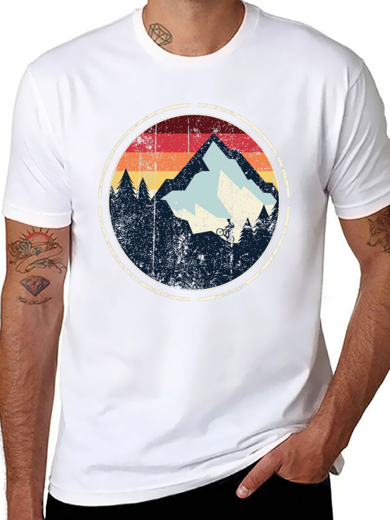 Black Mountain Biking Retro Graphic T-Shirt view 8