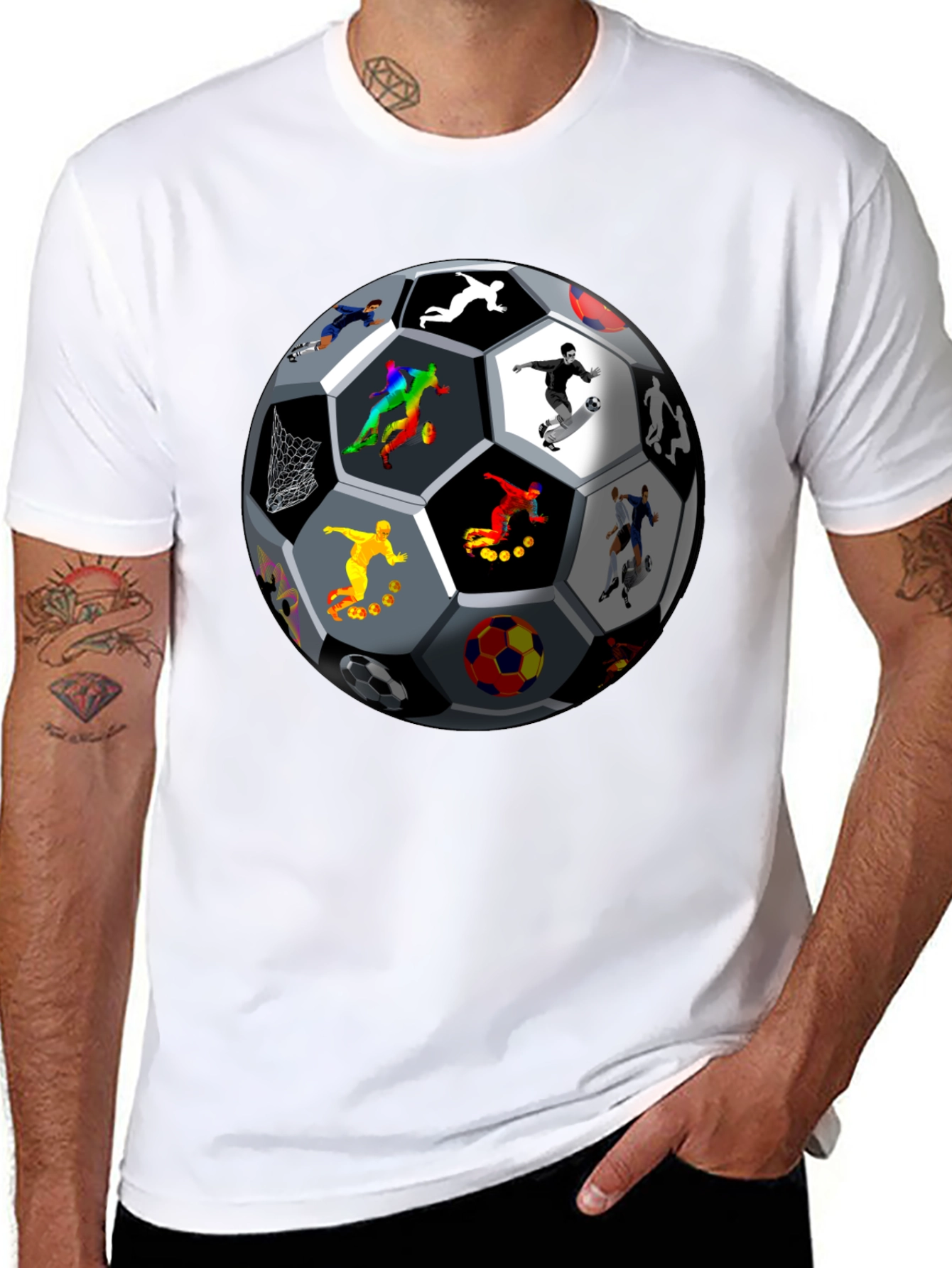 Black Soccer Ball Players Graphic T-Shirt view 8