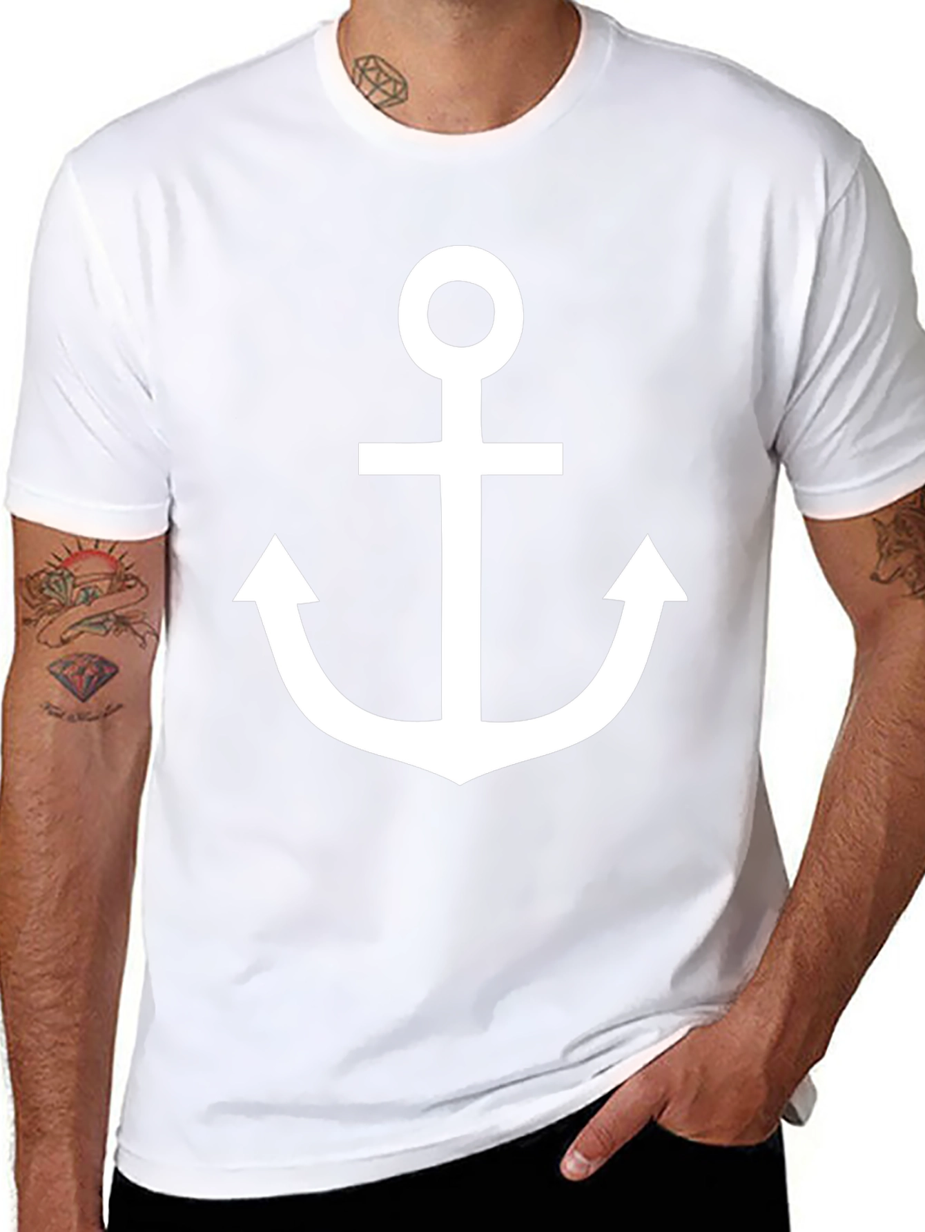 Black Nautical Anchor Graphic T-Shirt - Classic Black Cotton Tee view 8