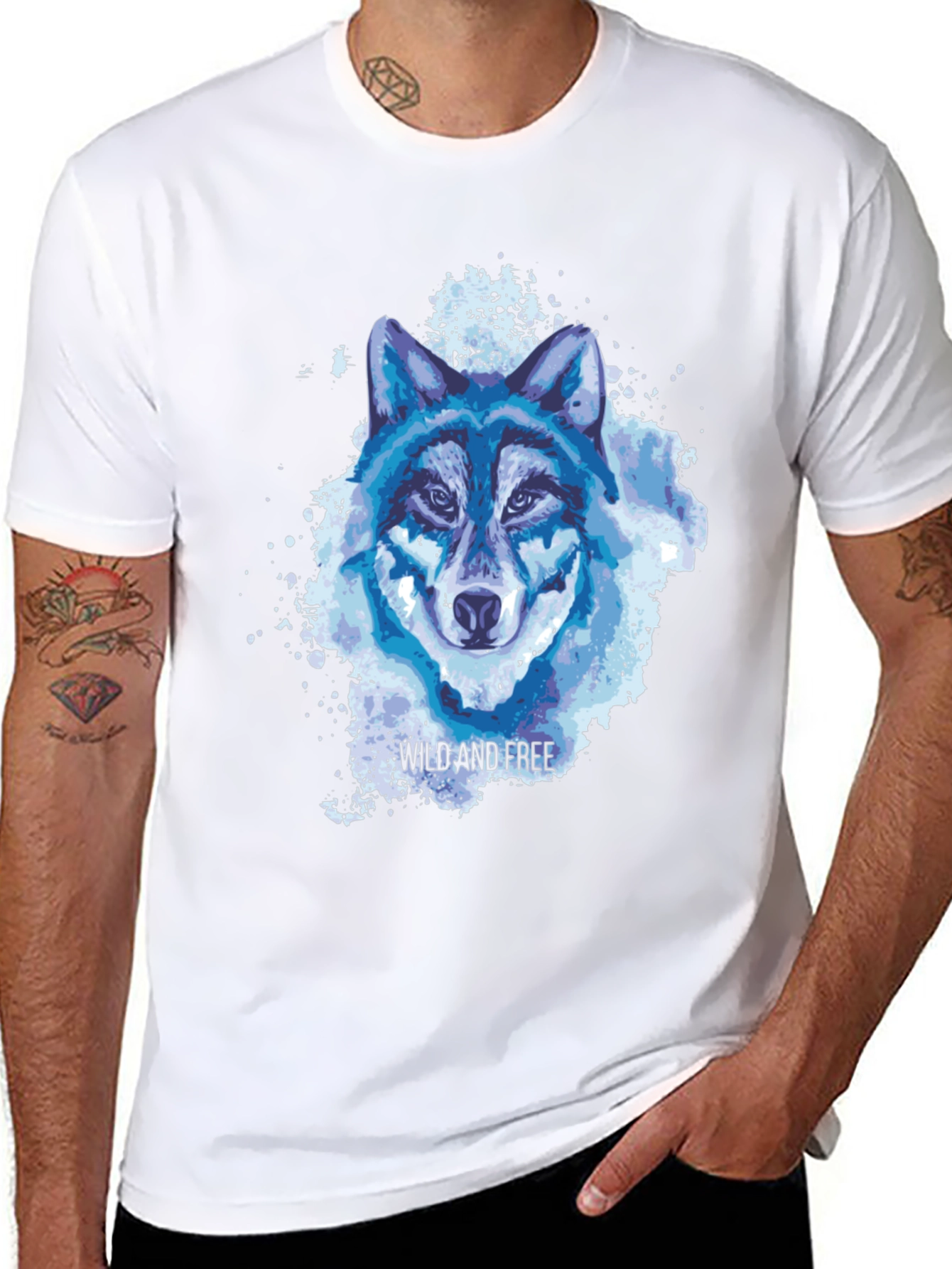 Black Wild and Free Wolf Graphic Tee - Black view 8