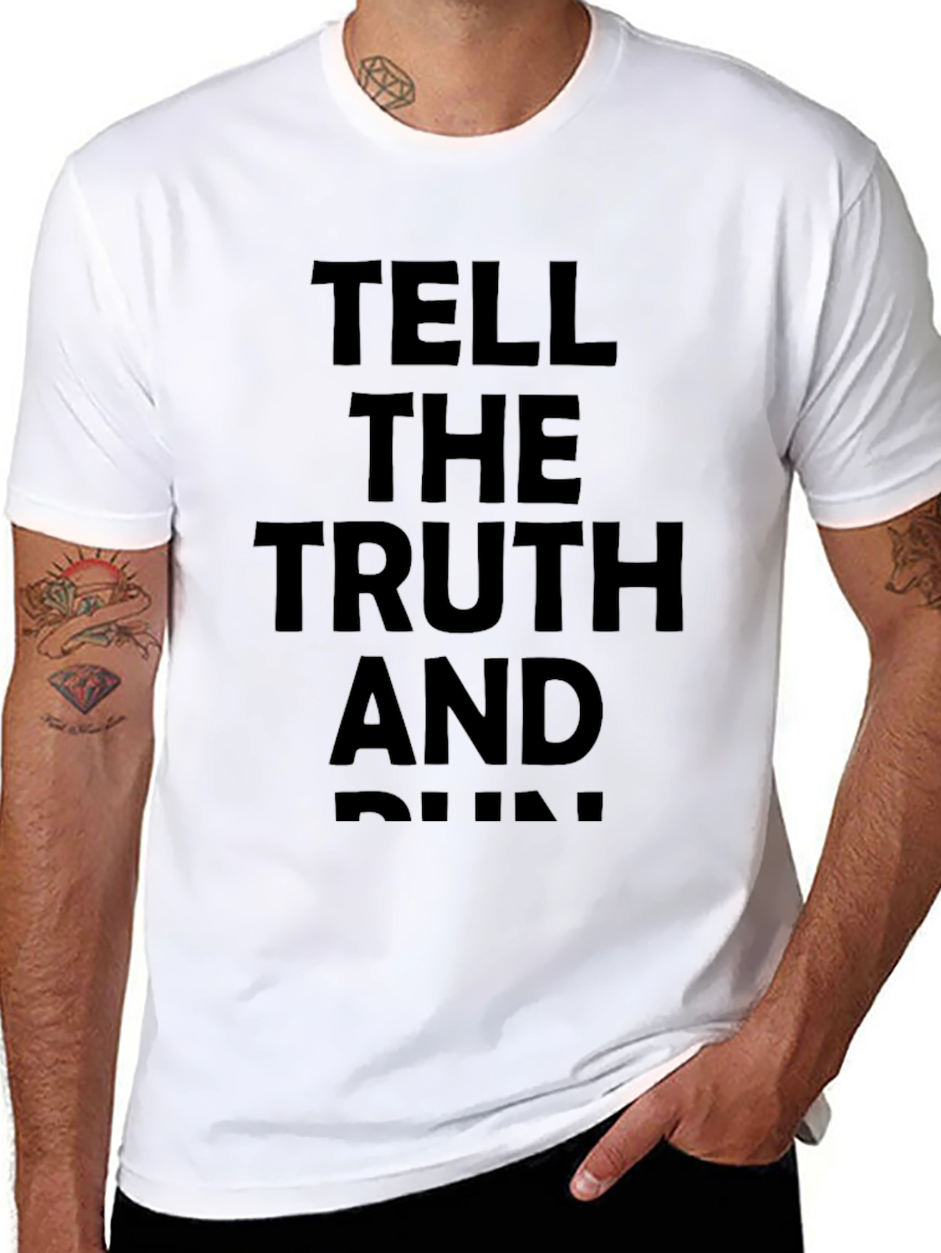 Black Tell the Truth and Run Graphic Tee - Black view 8