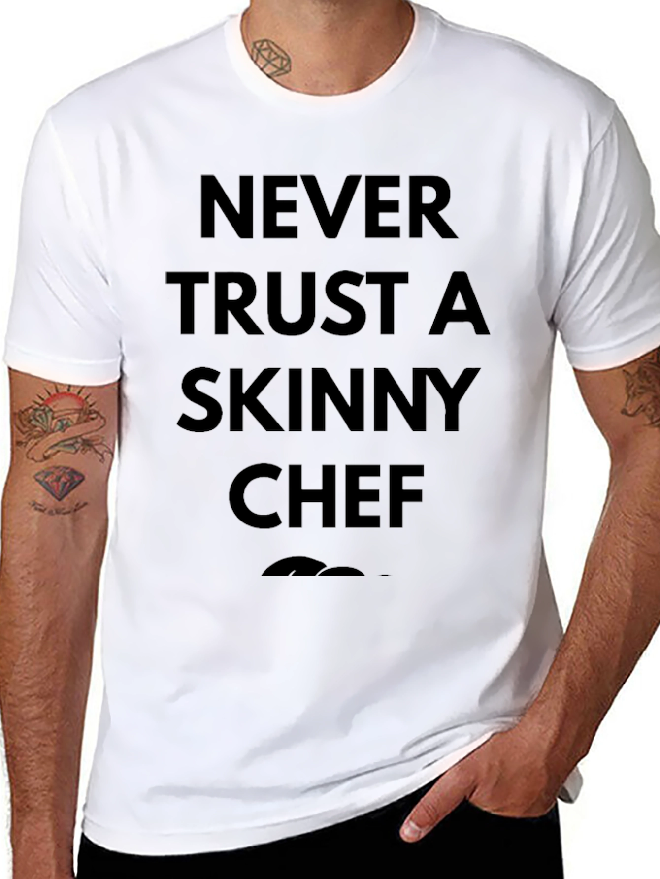 Black Never Trust a Skinny Chef Graphic Tee - Black Cotton Blend view 8