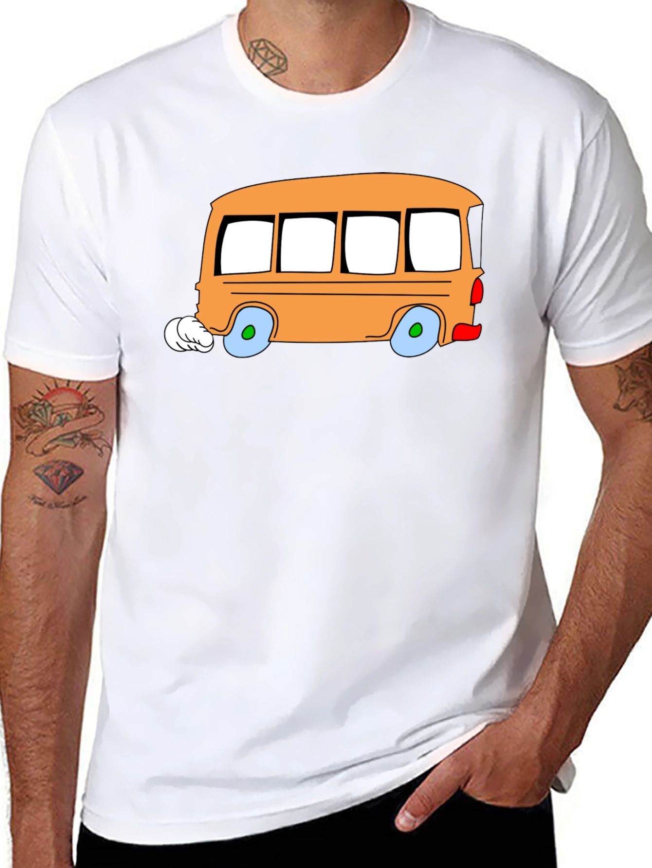 Black Cartoon Bus Graphic Tee - Fun & Unique Design view 8
