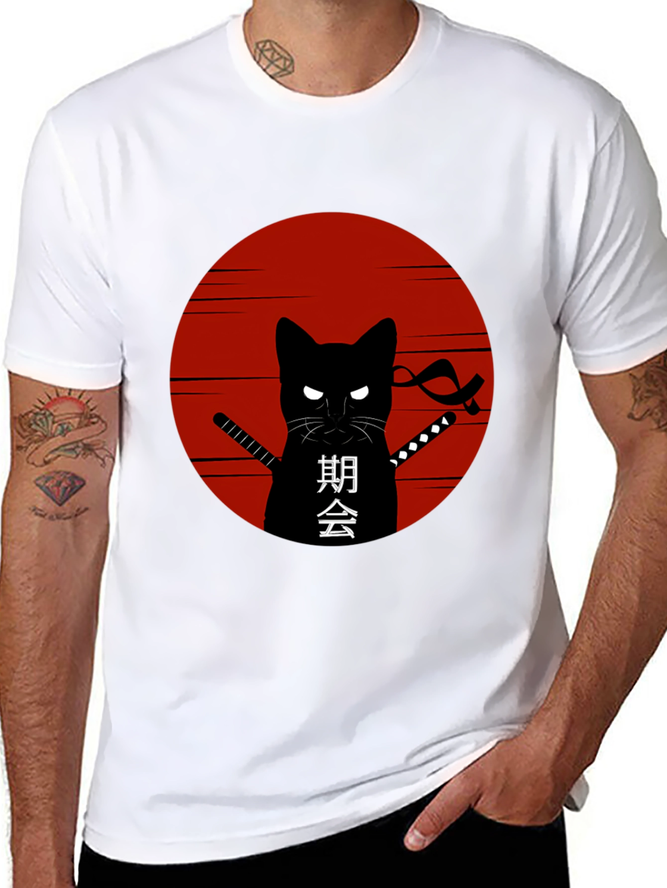 Black Ninja Cat Graphic T-Shirt view 8