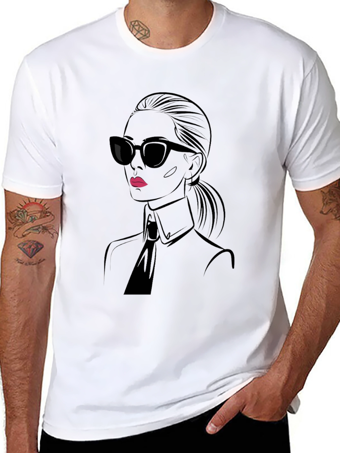 Black Stylish Black T-Shirt - Chic Woman Graphic Tee view 8