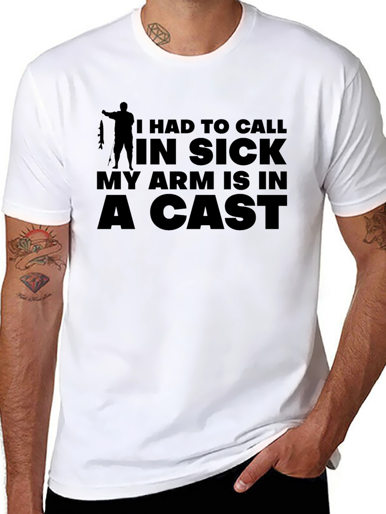 Black Funny Fishing T-Shirt - I Had To Call In Sick view 8