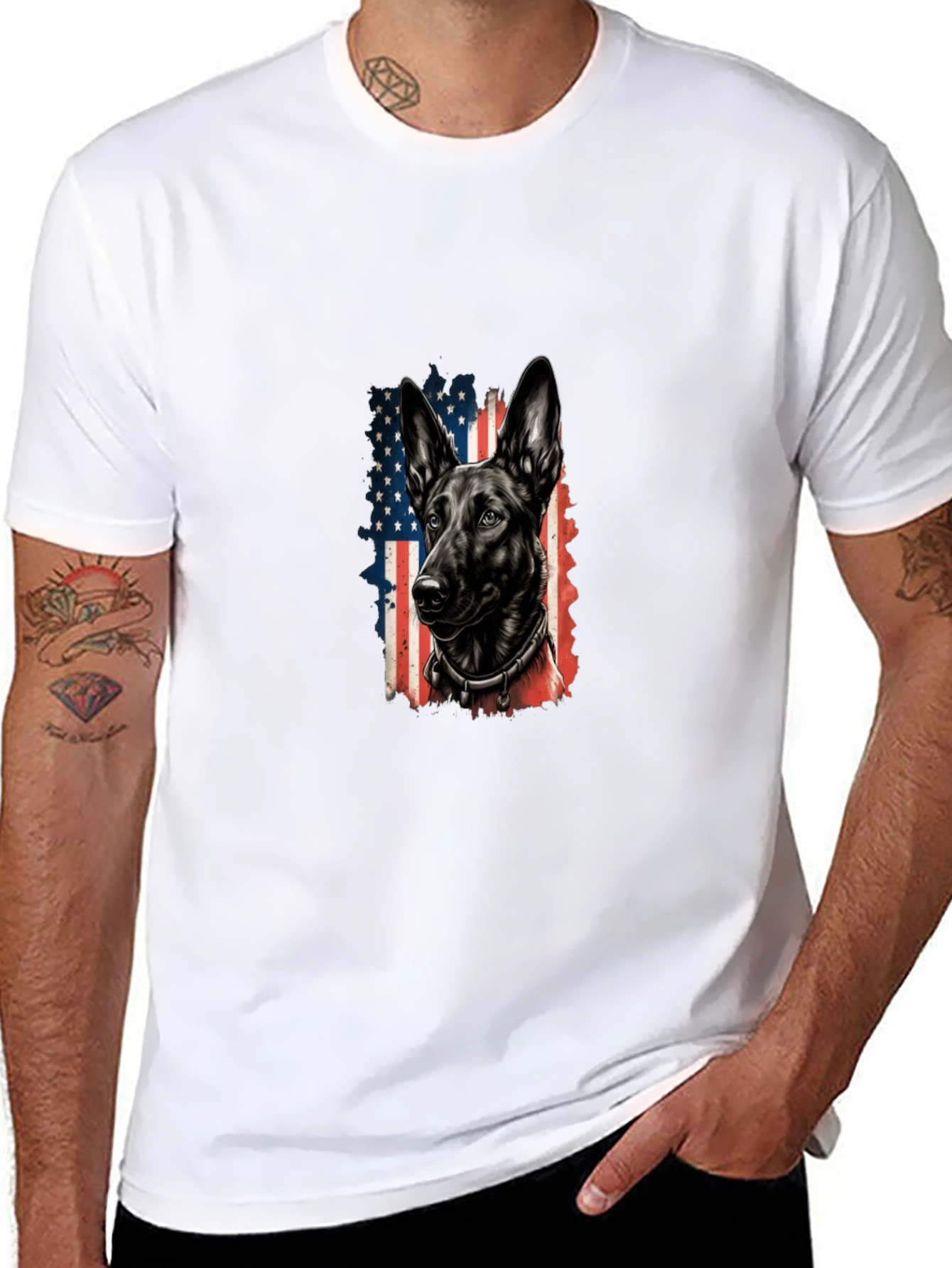 Black Patriotic Dog Graphic Tee - American Flag Dog Shirt view 8
