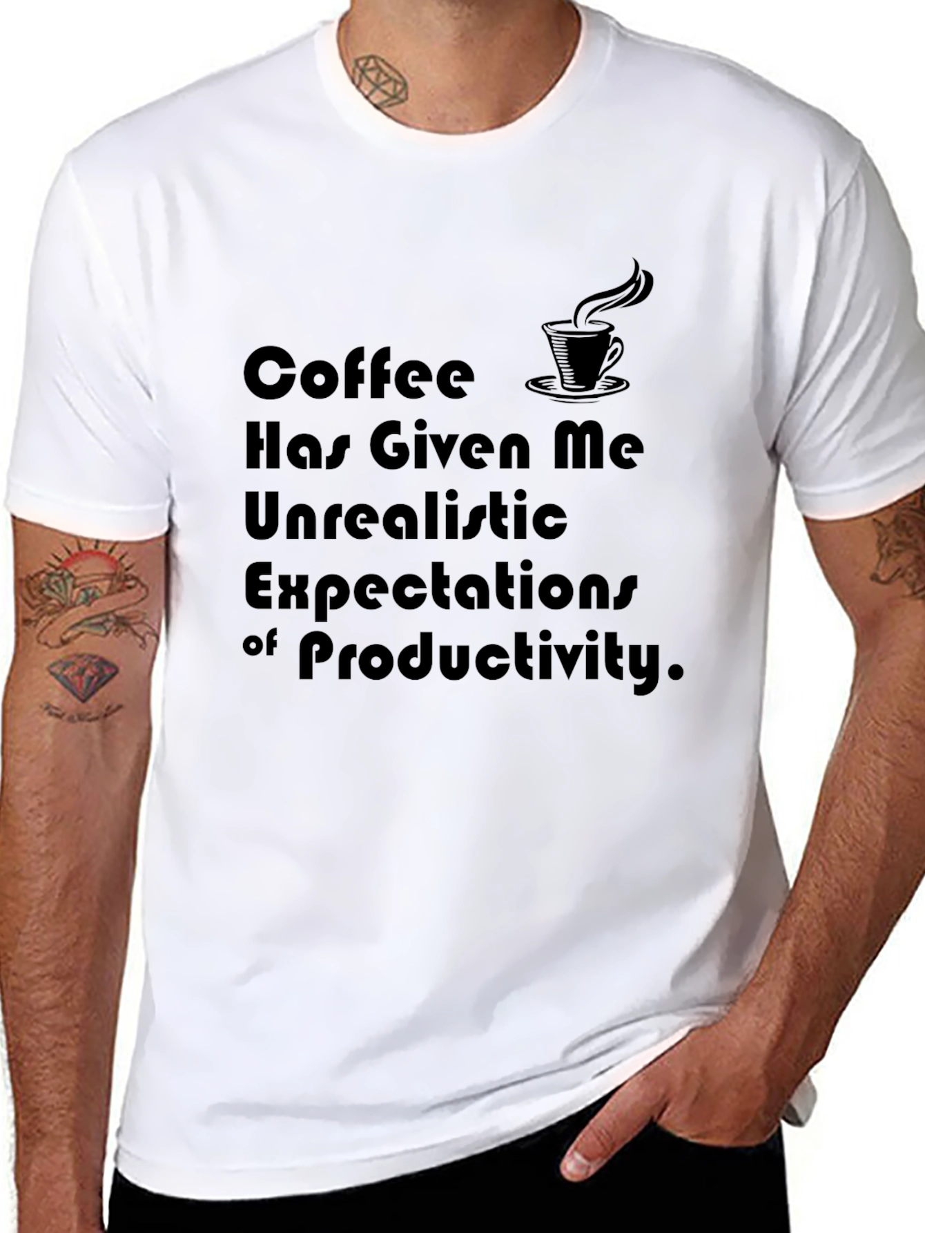 Black Coffee Expectations T-Shirt - Funny Graphic Tee view 8