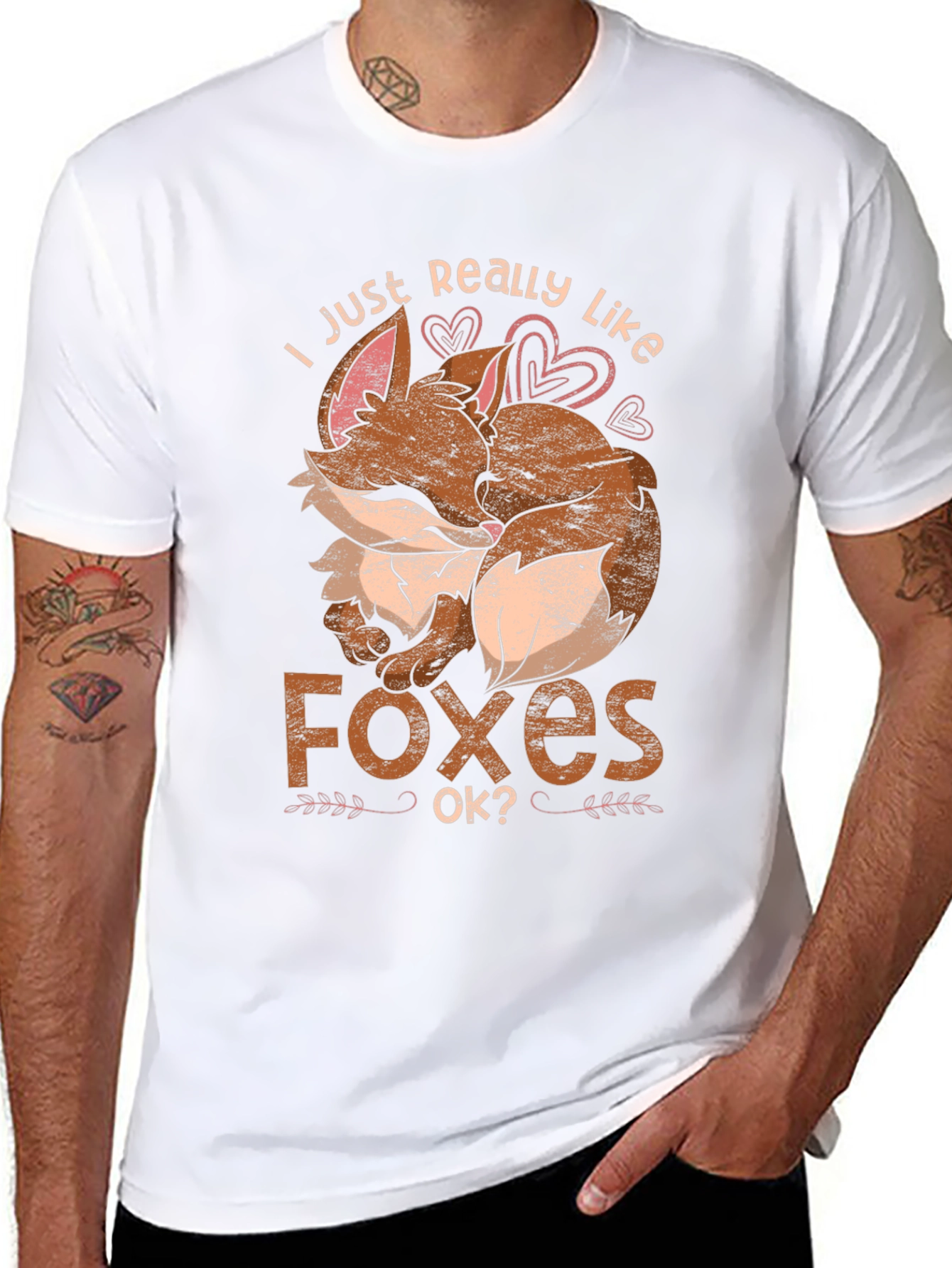 Black I Just Really Like Foxes Ok? T-Shirt view 8