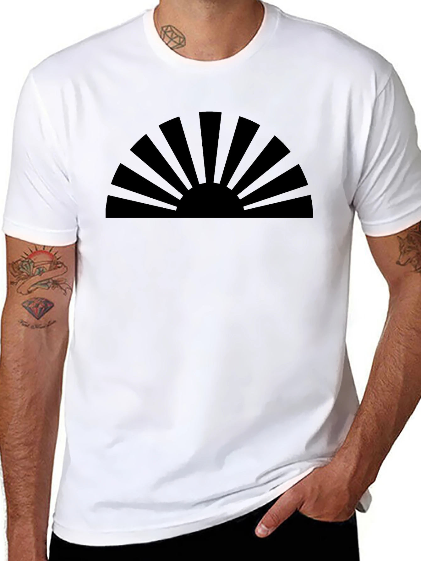 Black Rising Sun Graphic Tee - Stylish Black Cotton Blend Shirt view 8