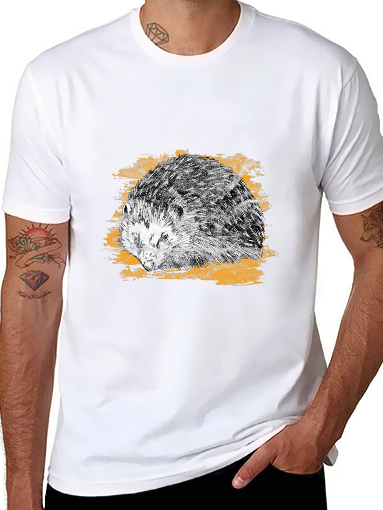 Black Hedgehog Graphic Tee - Cool Animal Print Shirt view 8