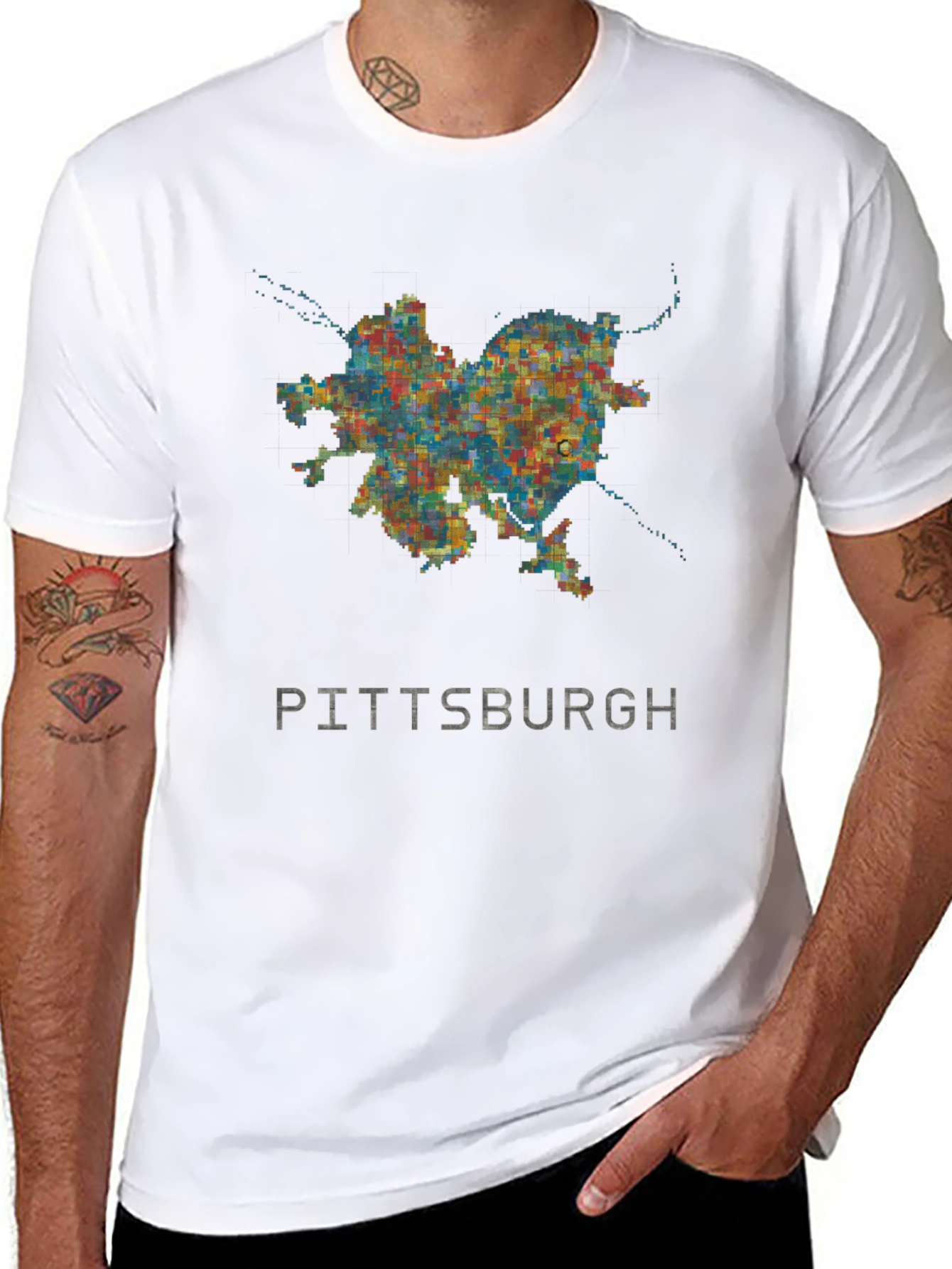 Black Pittsburgh City Map Graphic Tee - Black view 8