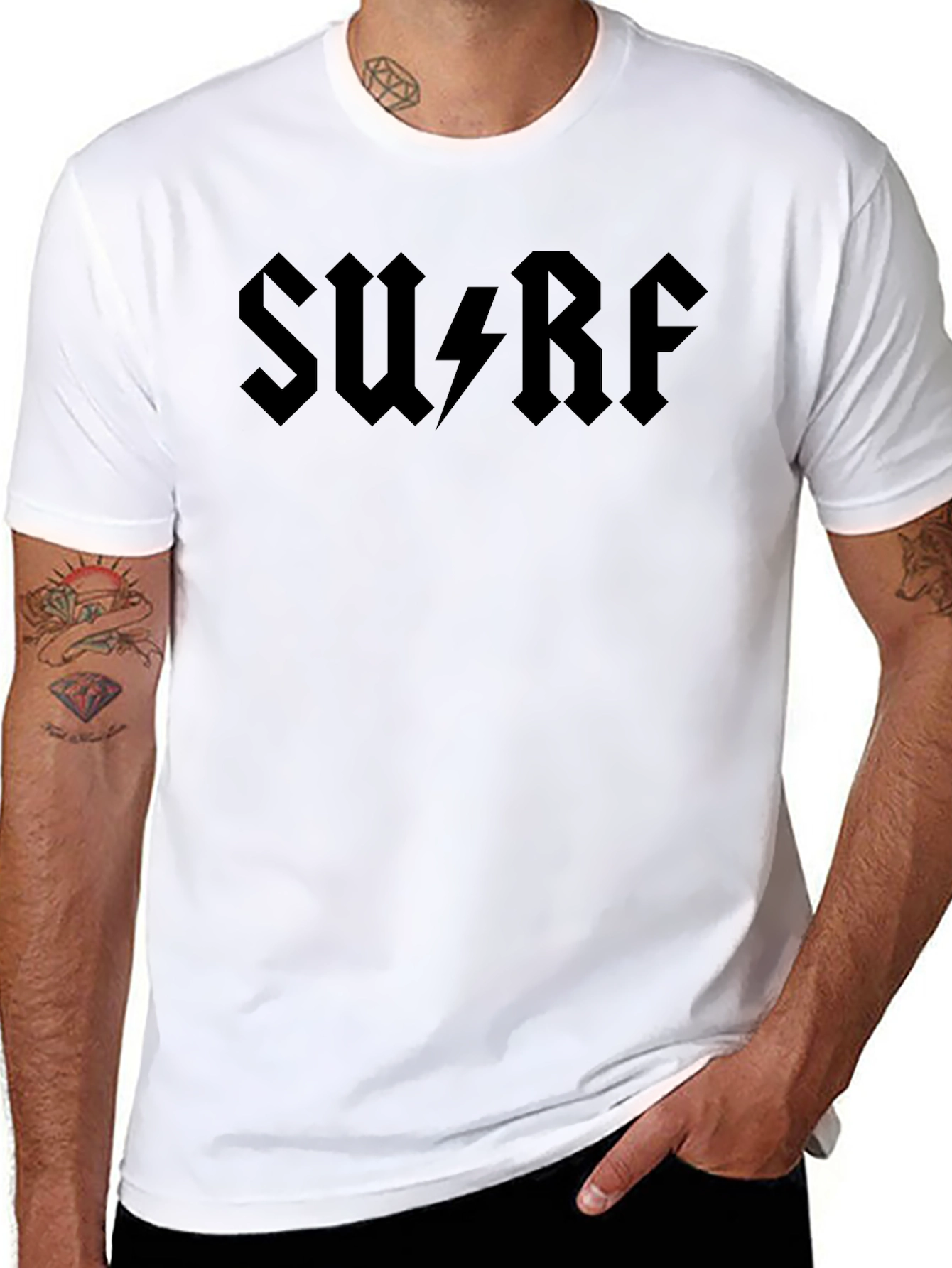 Black Surf AC DC Style Black Graphic T-Shirt view 8
