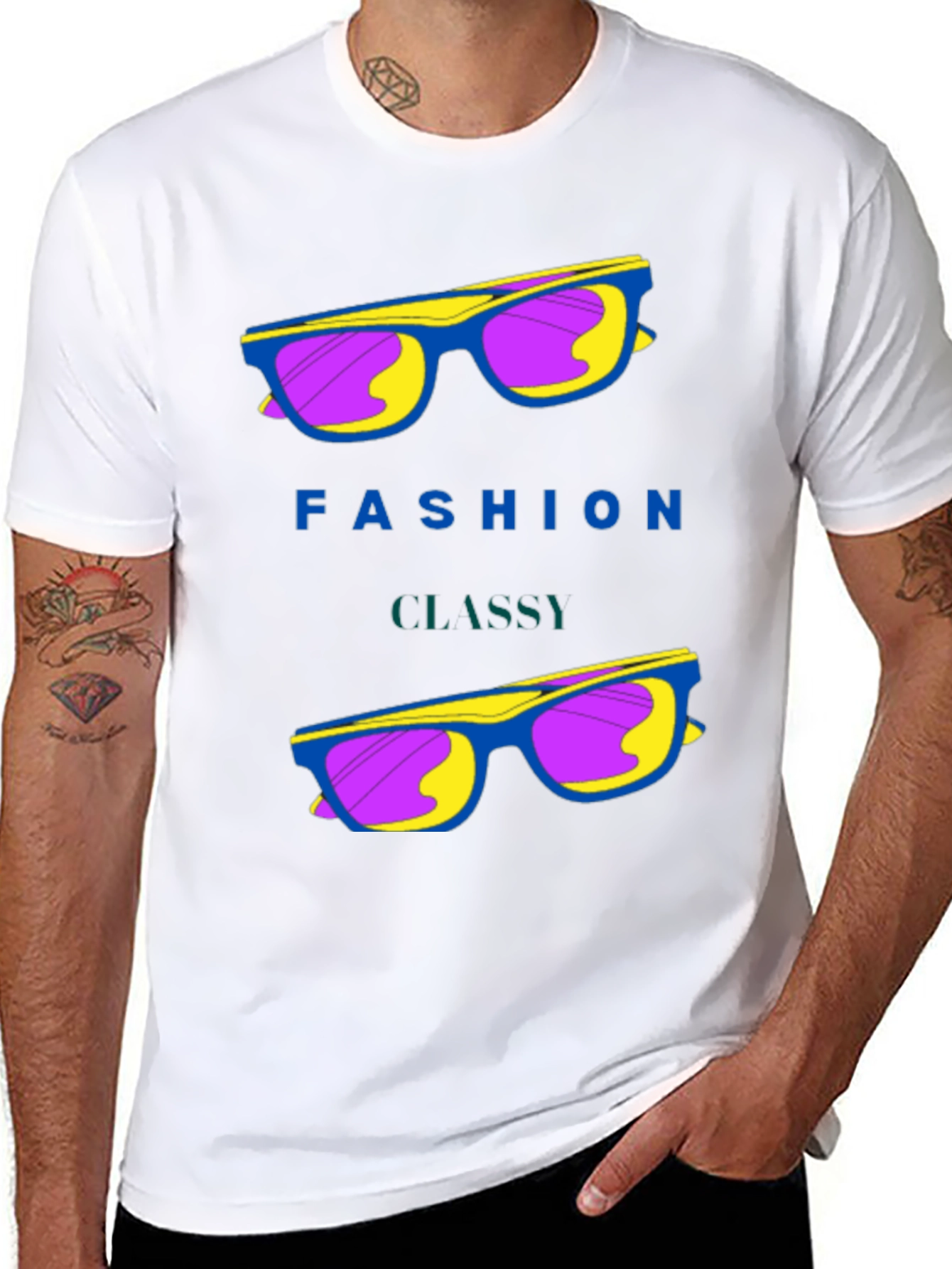 Black Fashion Classy Sunglasses Graphic T-Shirt view 8