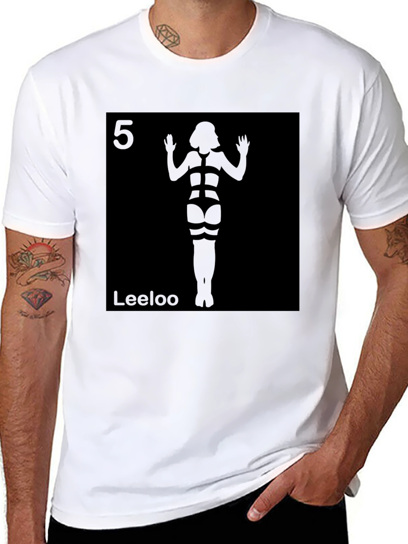 Black Leeloo Fifth Element Inspired Black T-Shirt view 8