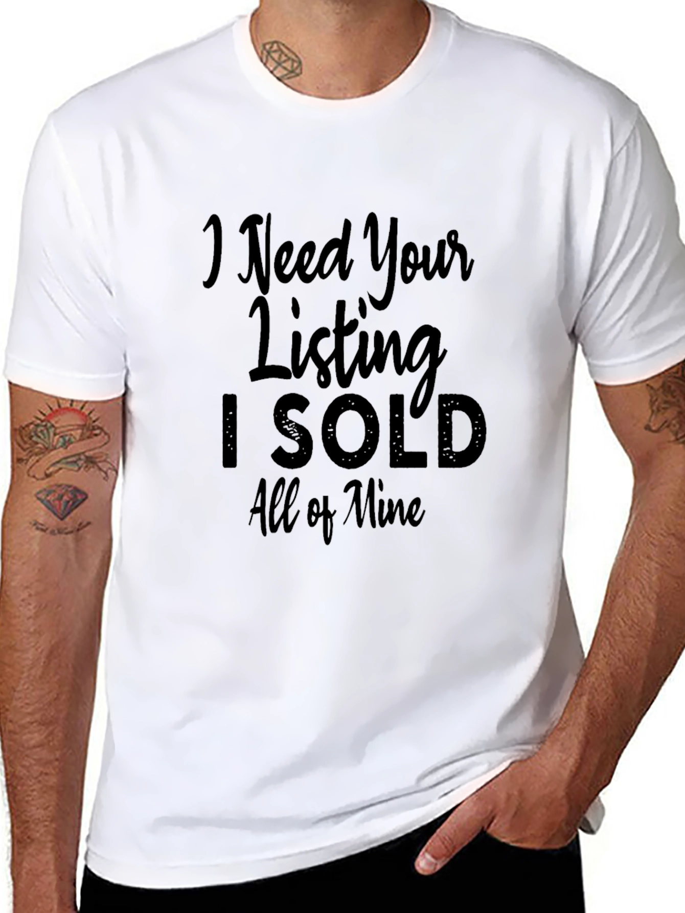 Black I Need Your Listing T-Shirt - Real Estate Humor Tee view 8
