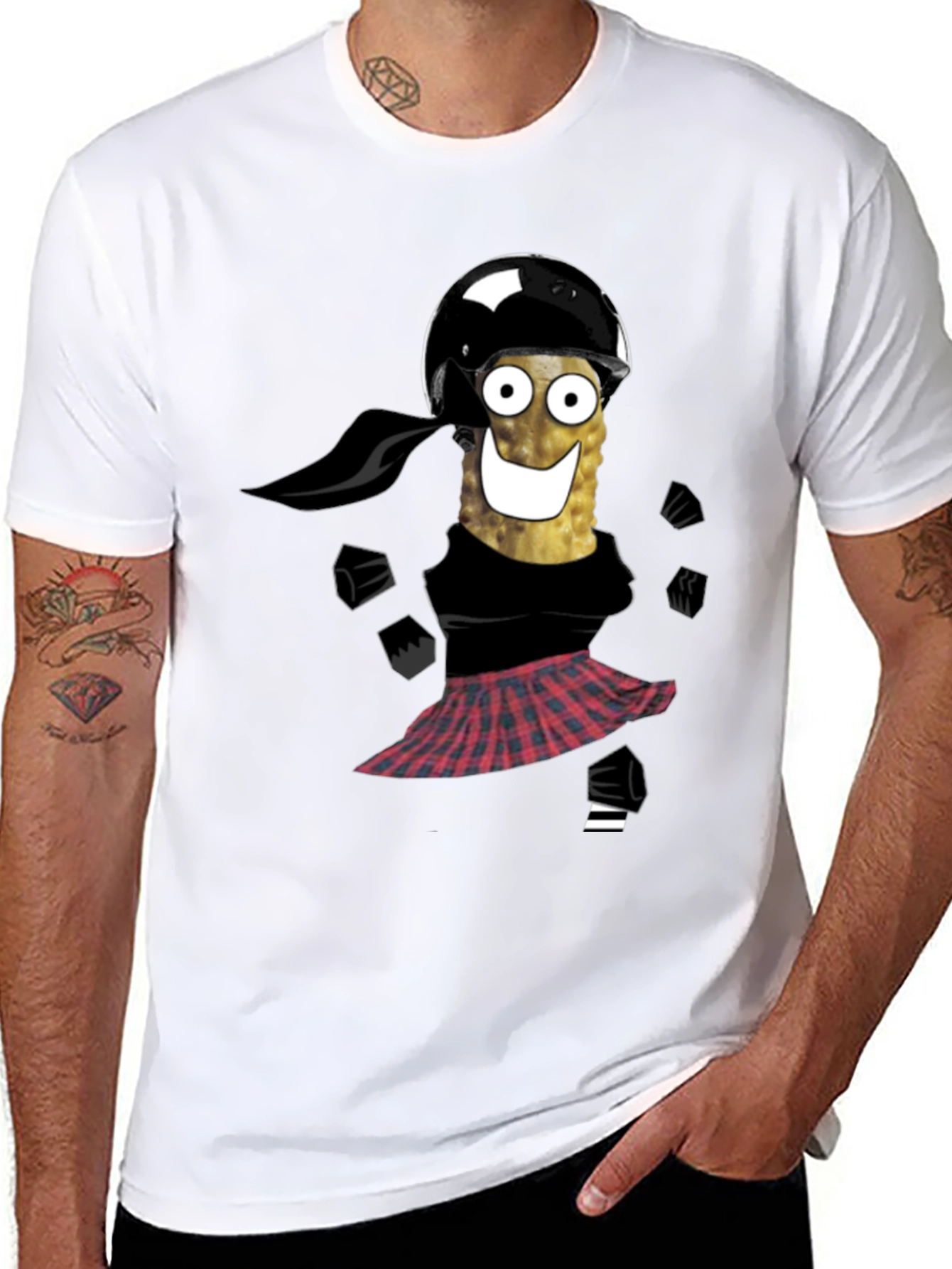 Black Funny Pickle Biker T-Shirt view 8