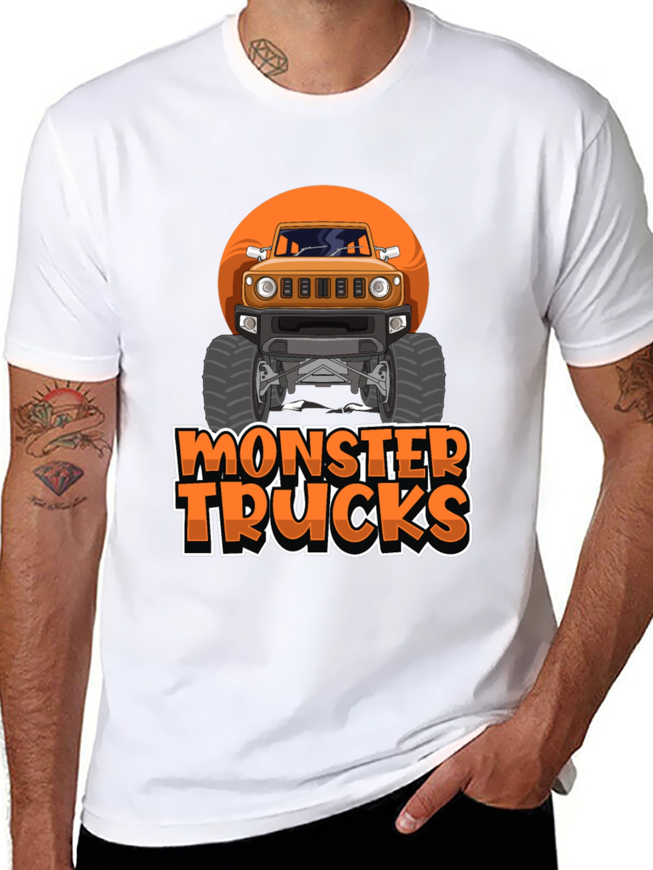 Black Monster Trucks Graphic Tee -  Black Crew Neck T-Shirt view 8