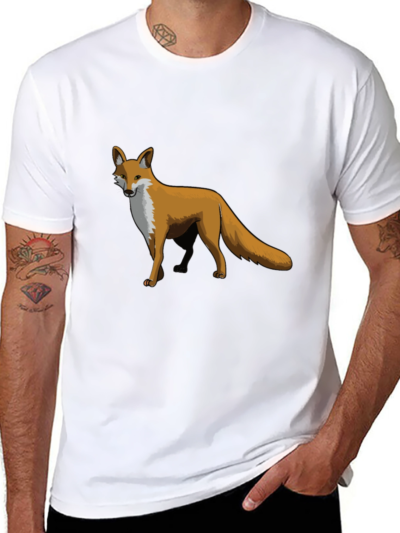 Black Fox Graphic Print Tee - Unique Animal Design T-Shirt view 8