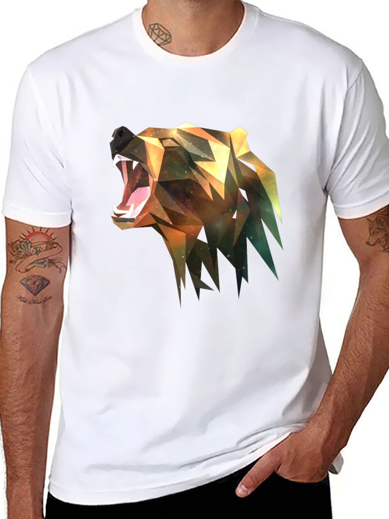 Black Geometric Bear Graphic Tee - Modern Streetwear view 8
