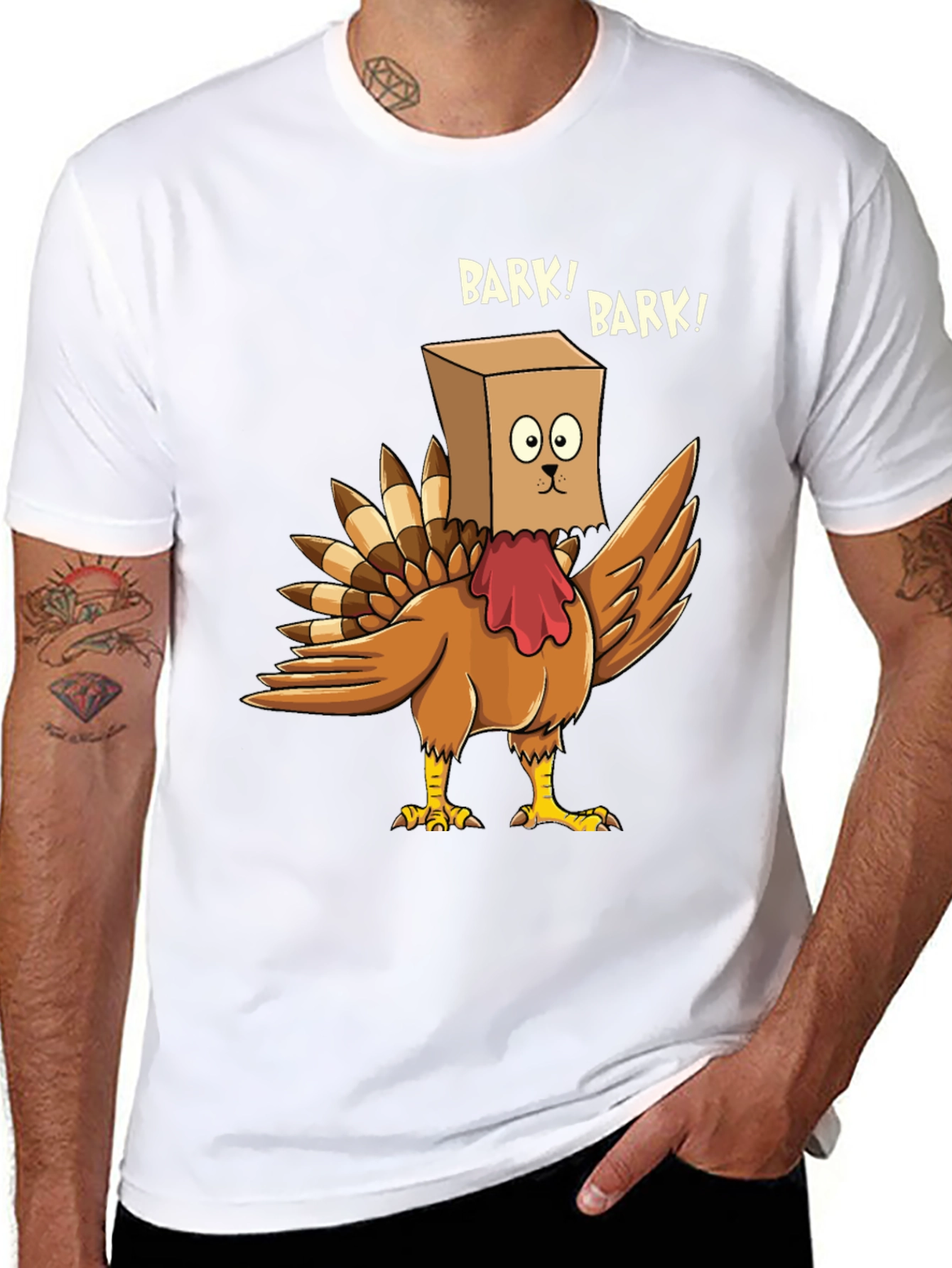 Black Funny Turkey Bark! Graphic T-Shirt view 8