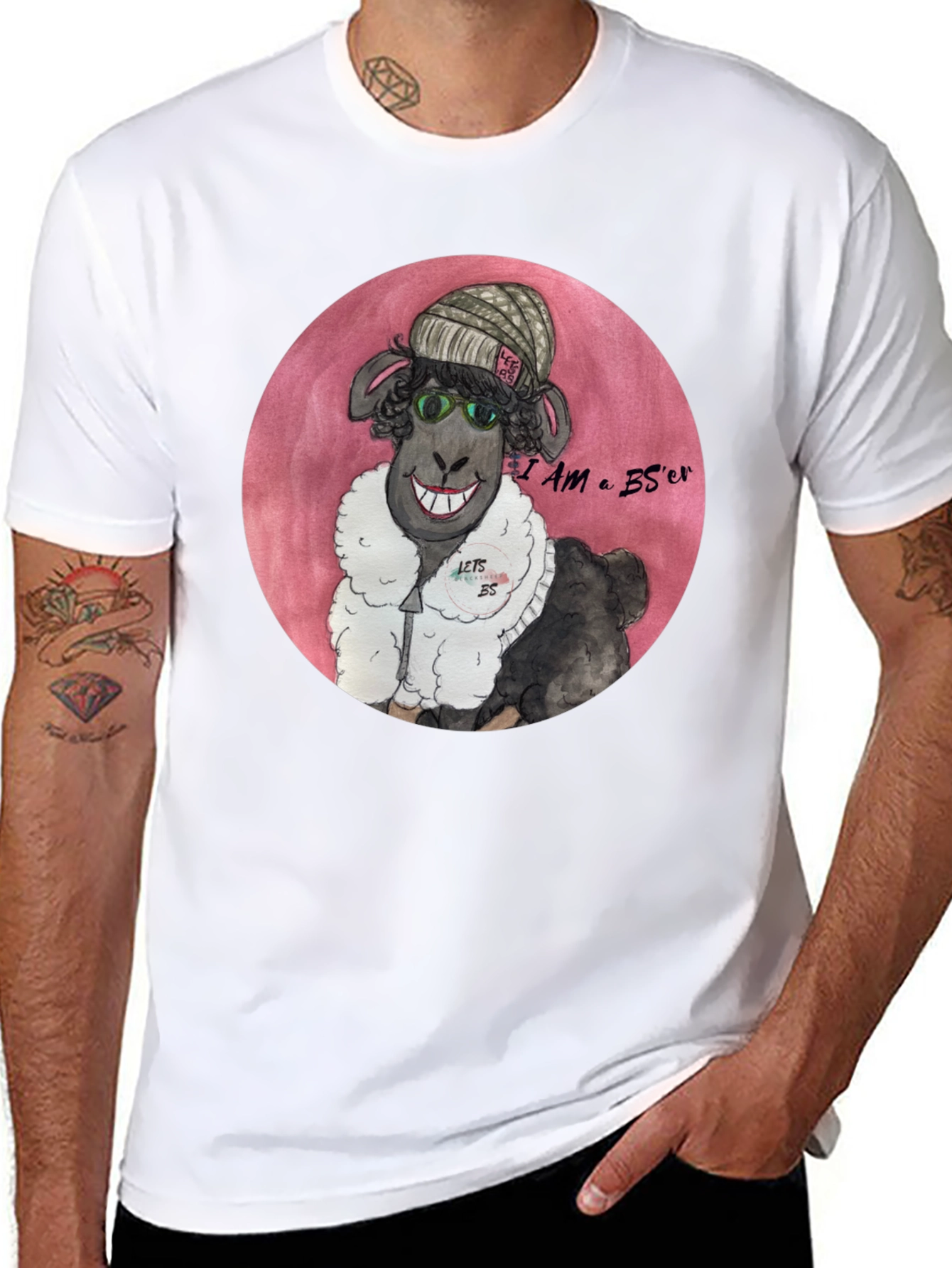 Black Black Sheep Humor T-Shirt - I AM a BS'er view 8