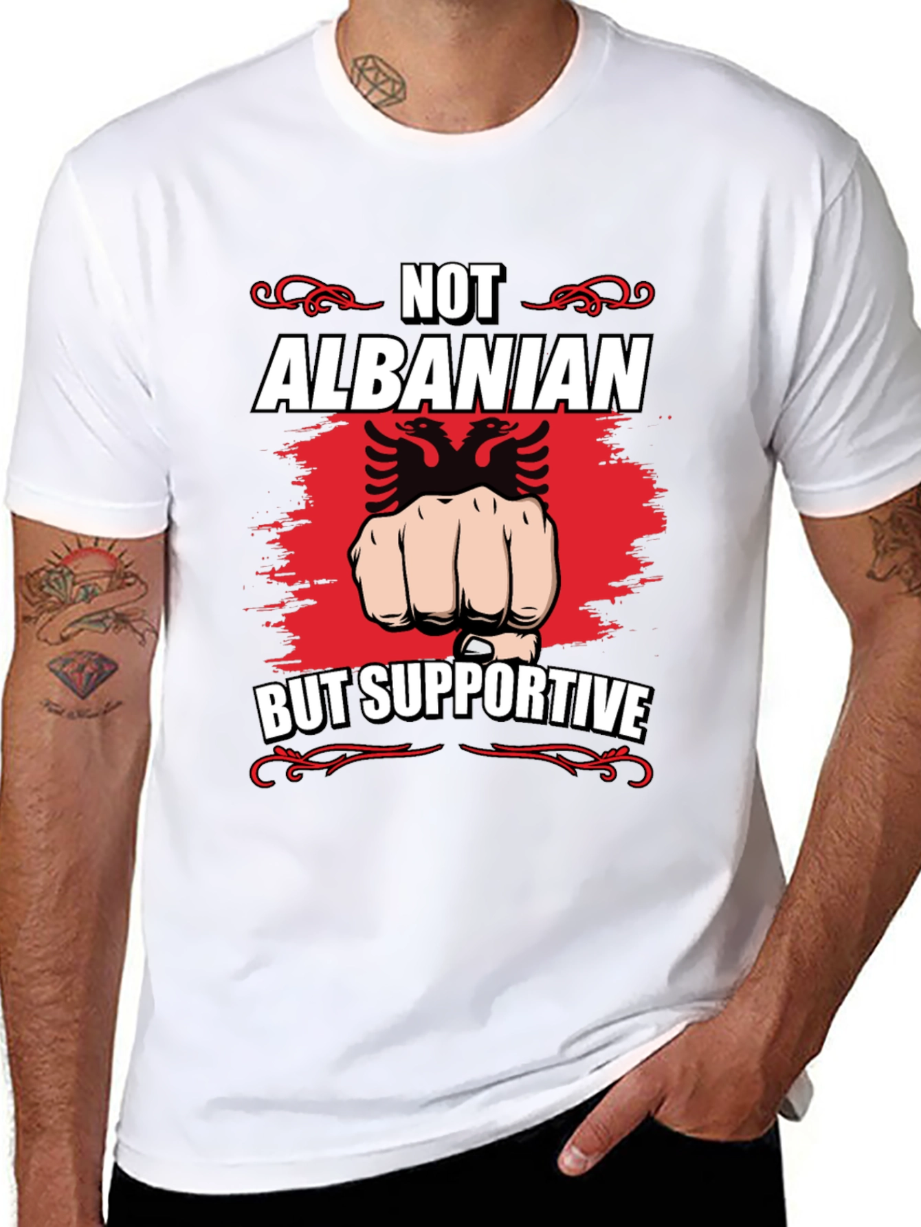 Black Albanian Supporter Graphic T-Shirt view 8