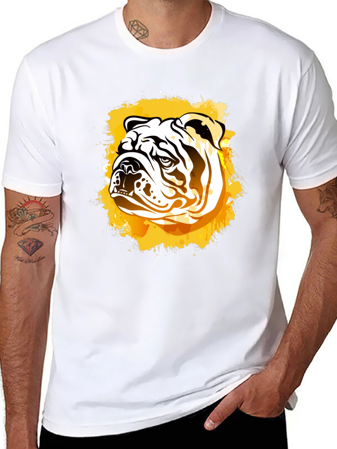 Black Bulldog Graphic Print Black T-Shirt view 8