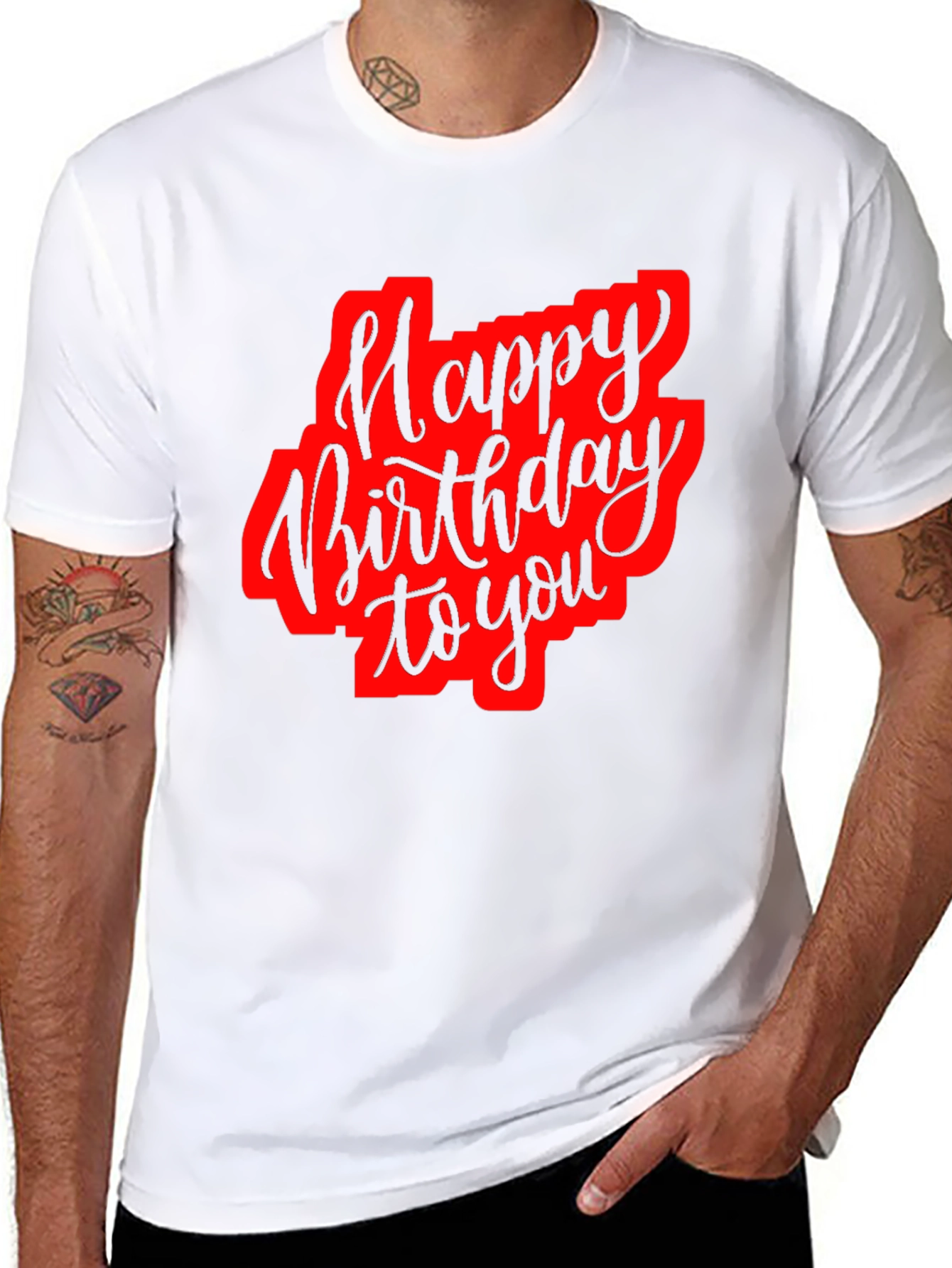 Black Happy Birthday Black Graphic T-Shirt view 8