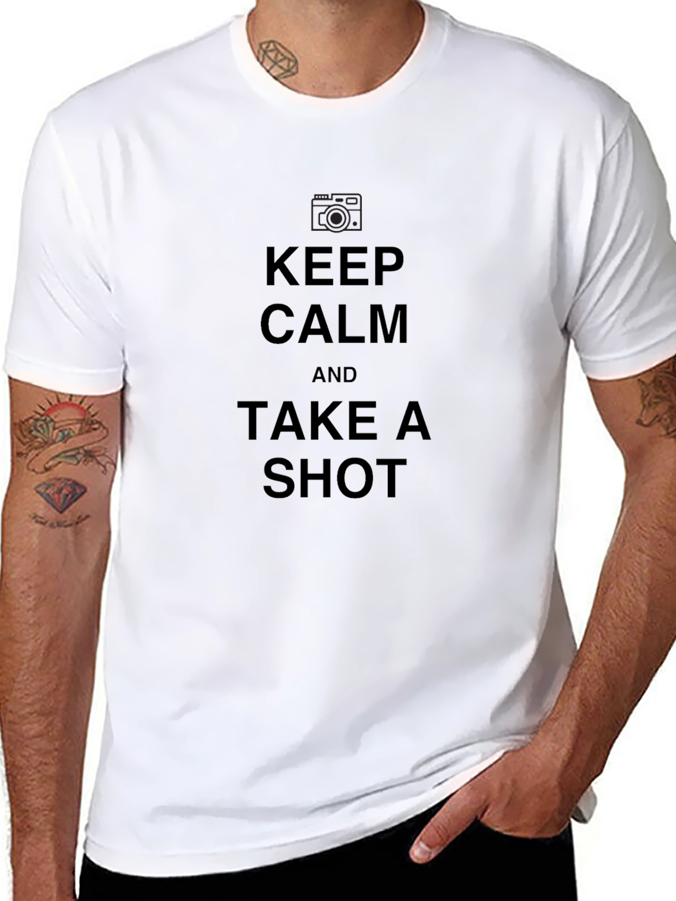 Black Keep Calm Take a Shot Black T-Shirt view 8