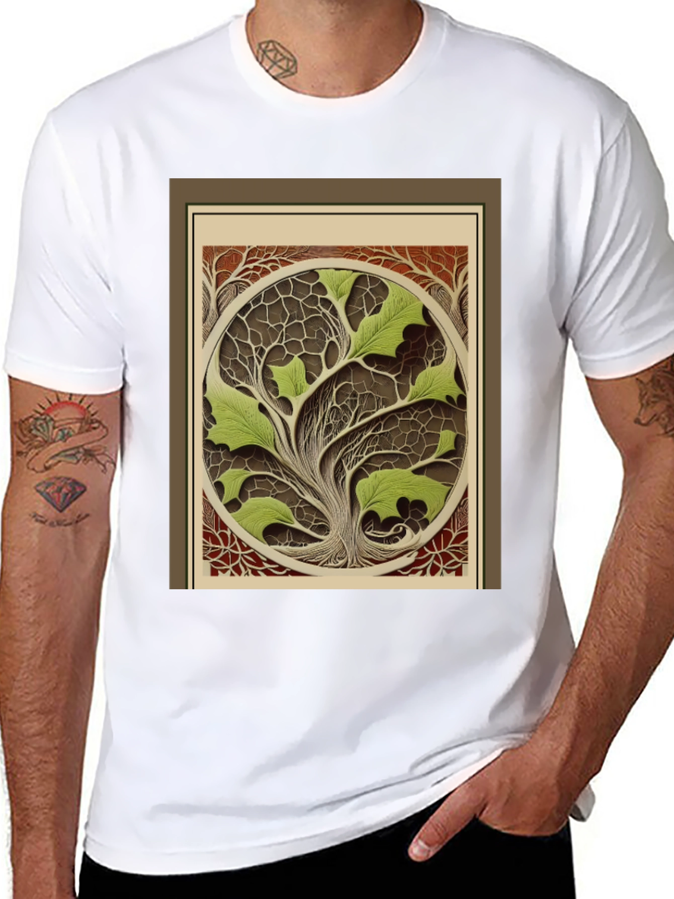 Black Arboreal Art T-Shirt - Nature Inspired Design view 8