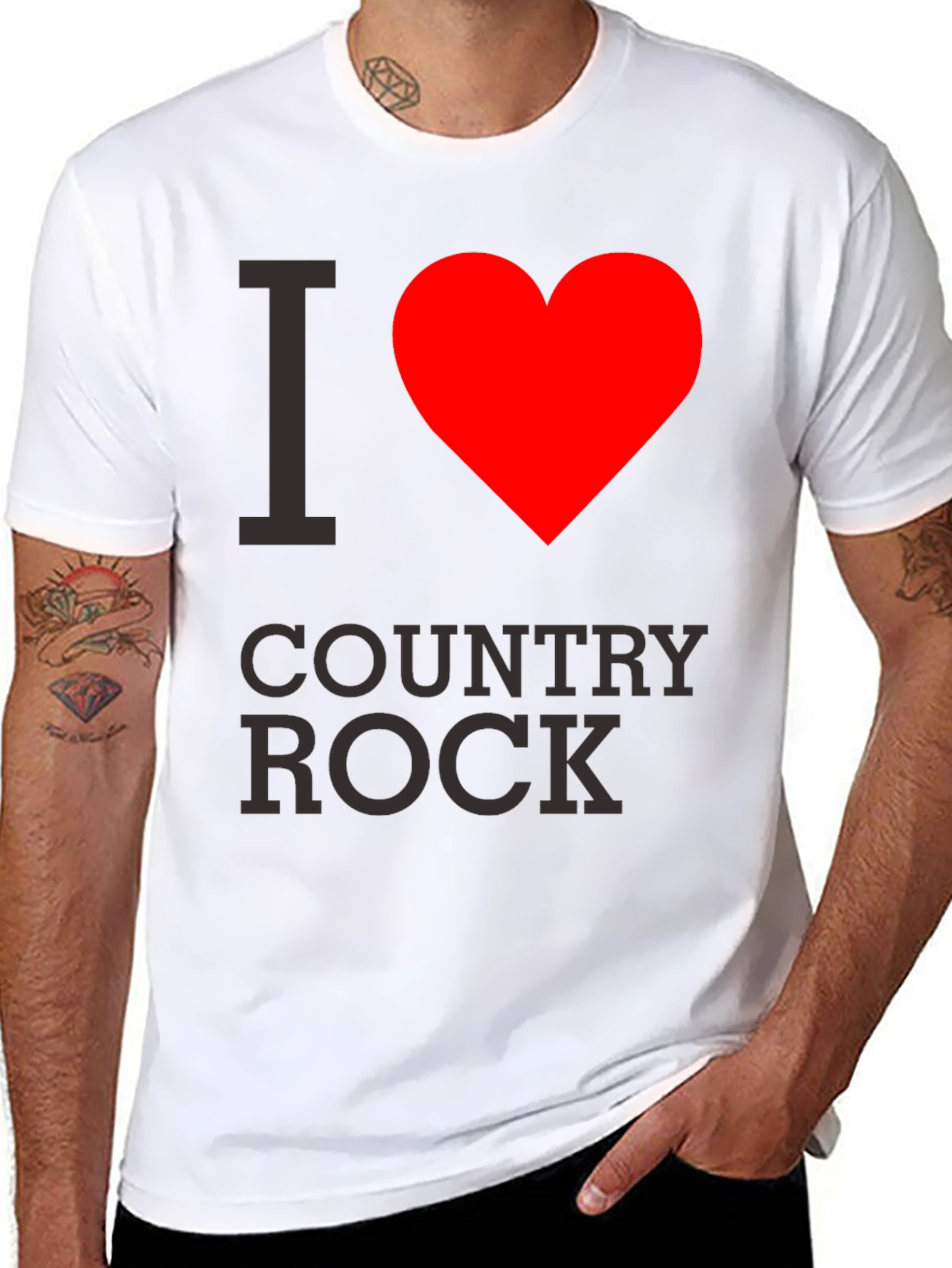 Black I Heart Country Rock Black T-Shirt view 8