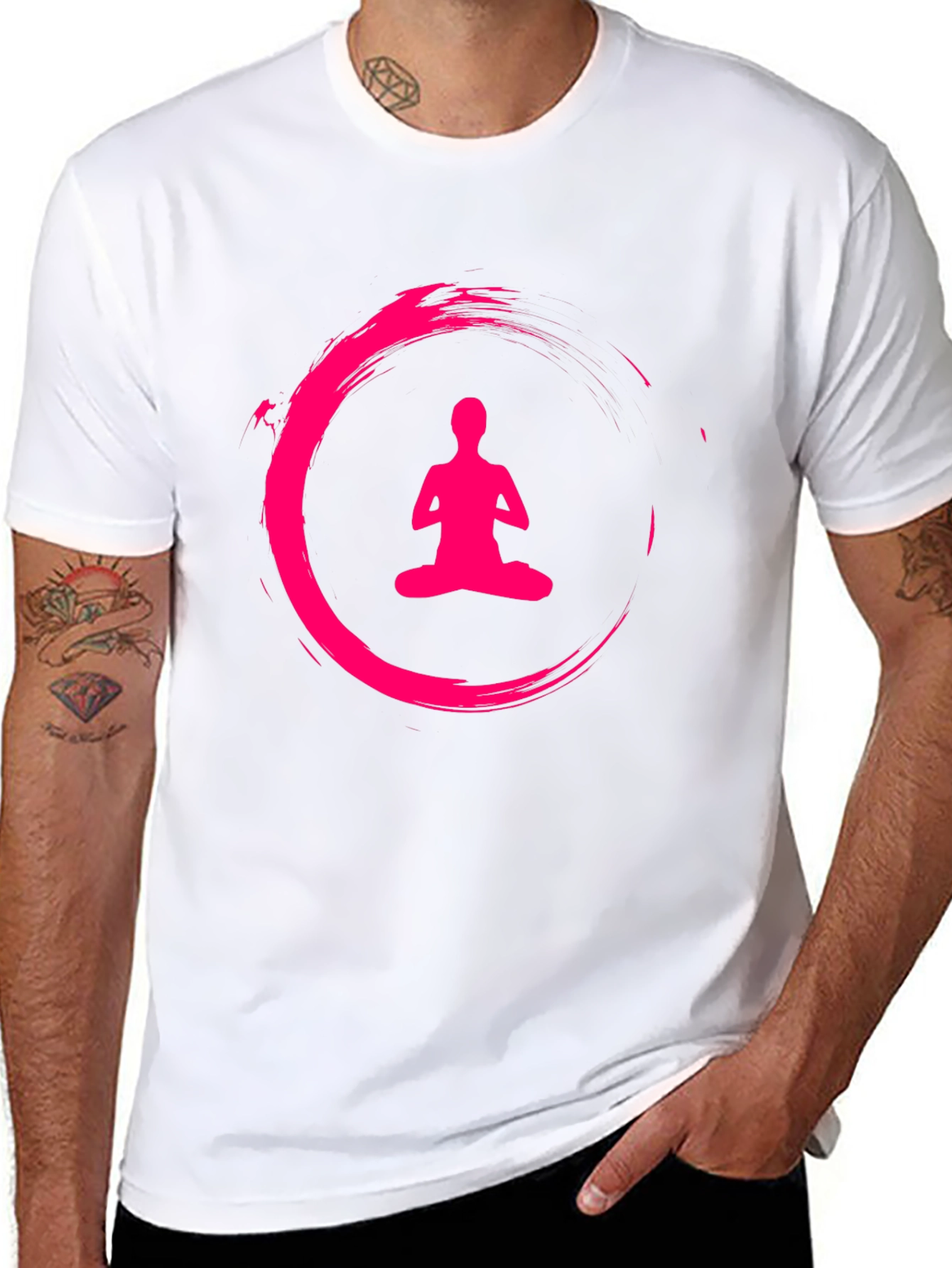 Black Zen Meditation Circle Black T-Shirt view 8