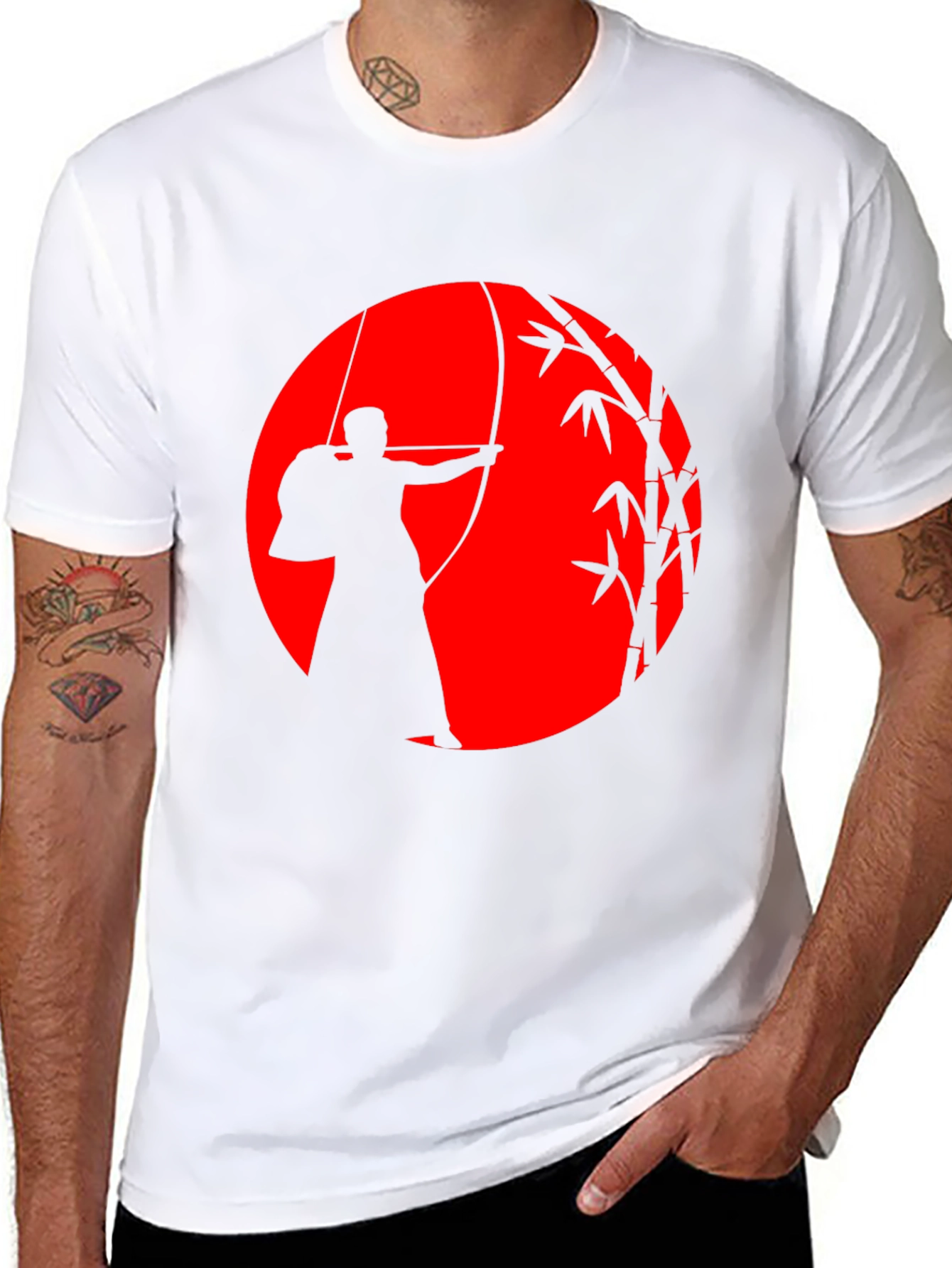 Black Kyudo Archer Graphic T-Shirt - Japanese Archery Tee view 8