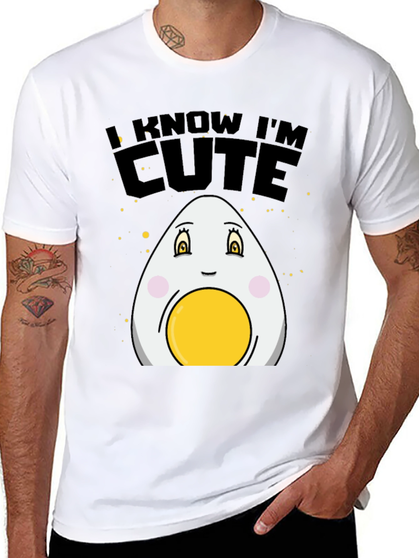 Black Cute Egg Graphic T-Shirt - Funny Foodie Tee view 8