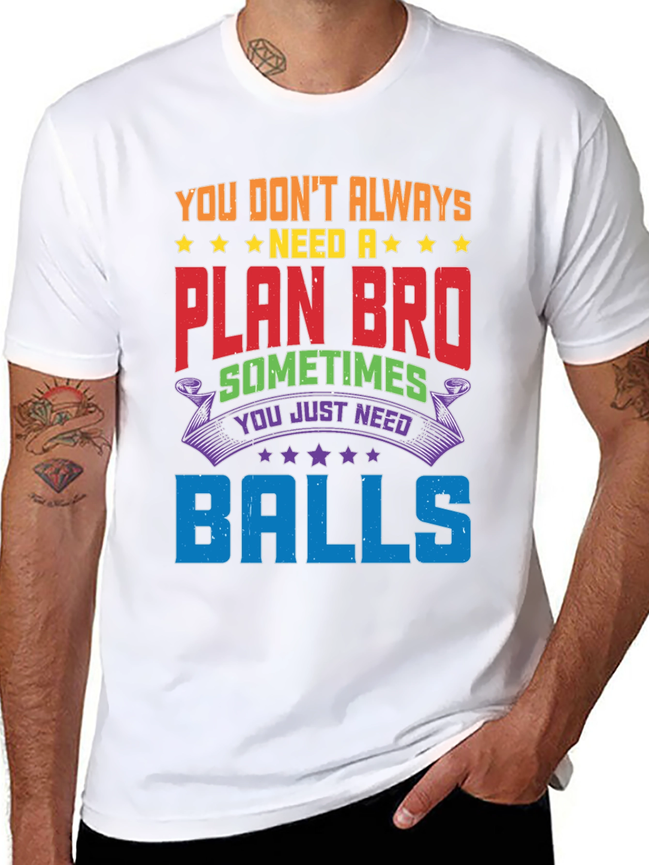 Black Funny Graphic Tee: No Plan, Just Balls! view 8