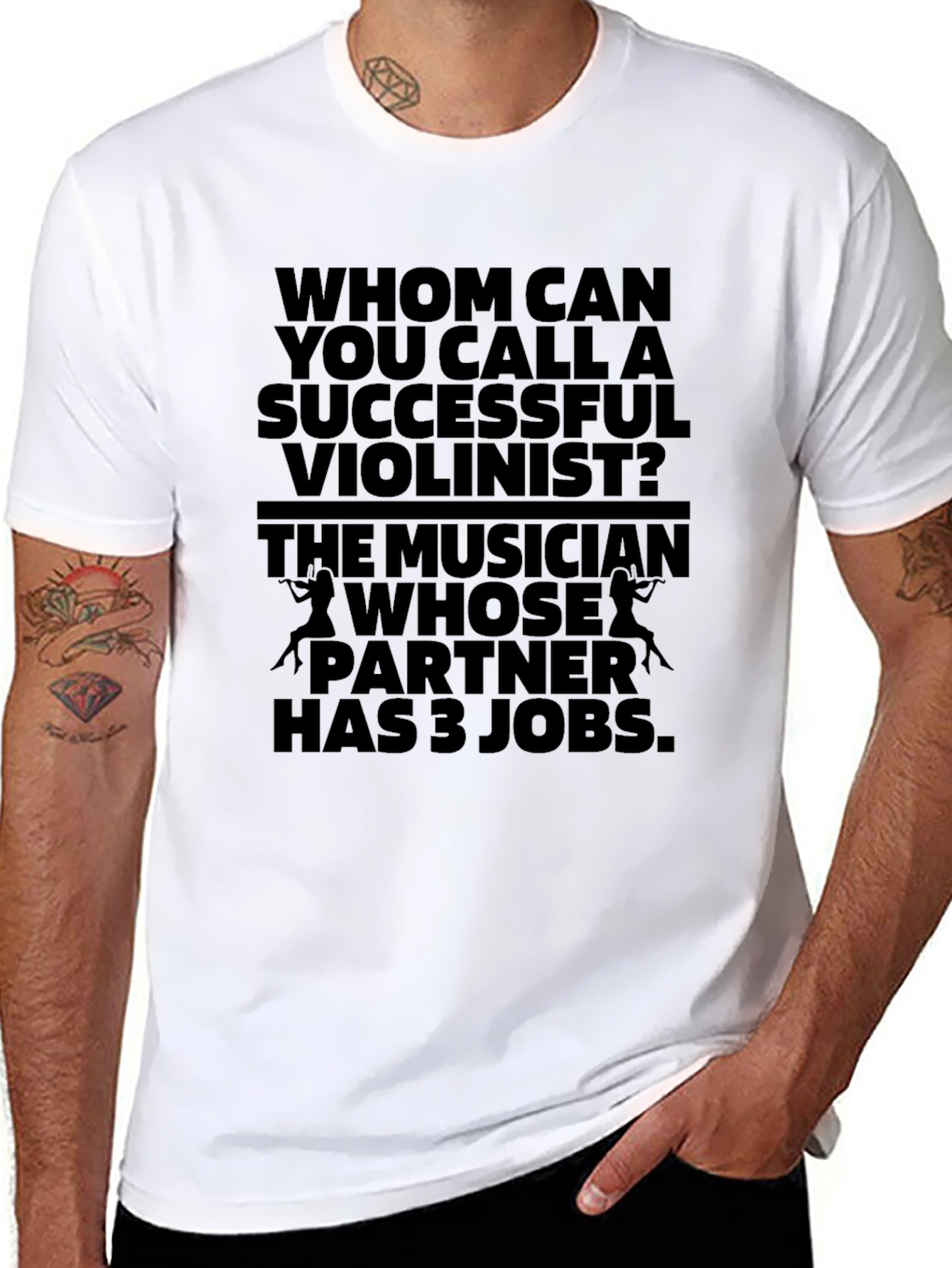 Black Humorous Violinist T-Shirt - Musician's Joke view 8