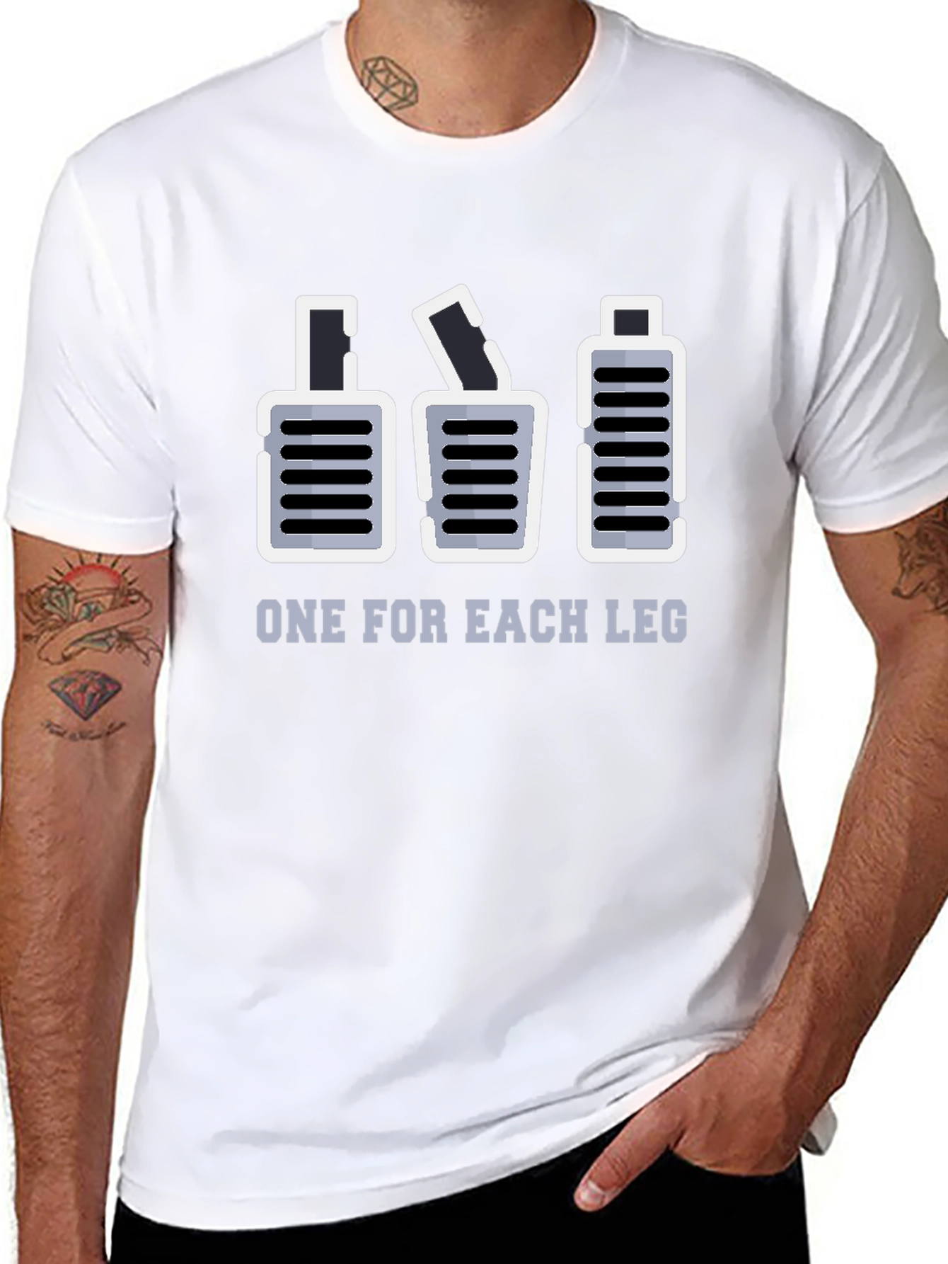 Black One for Each Leg Funny Manual Transmission T-Shirt view 8