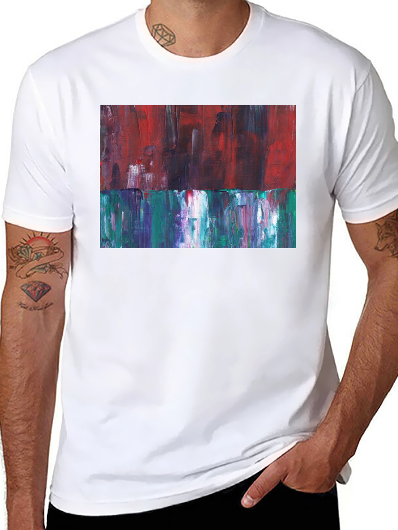 Black Abstract Expression Tee - Artistic Fashion Statement view 8