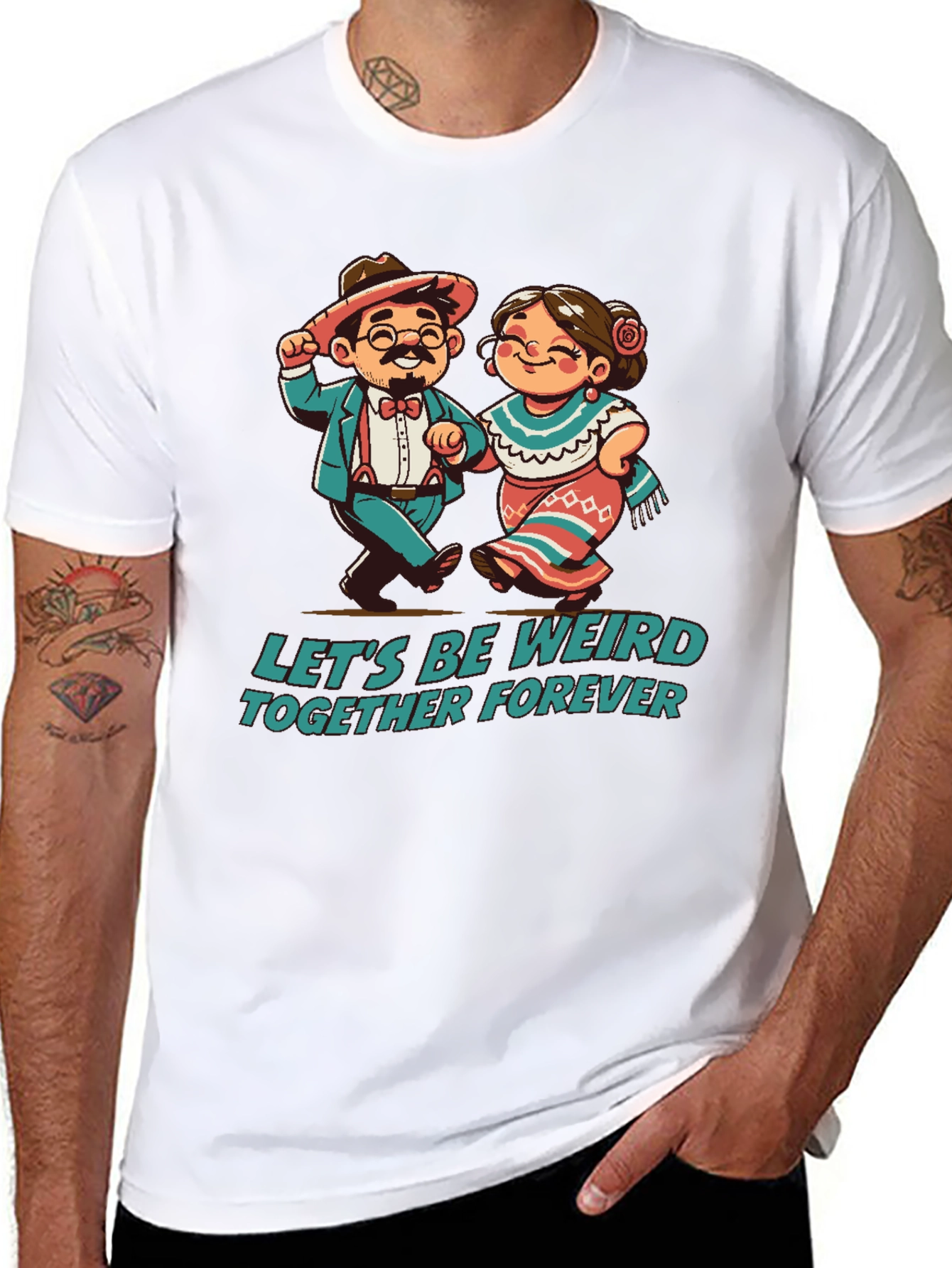 Black Let's Be Weird Together Forever T-Shirt view 8